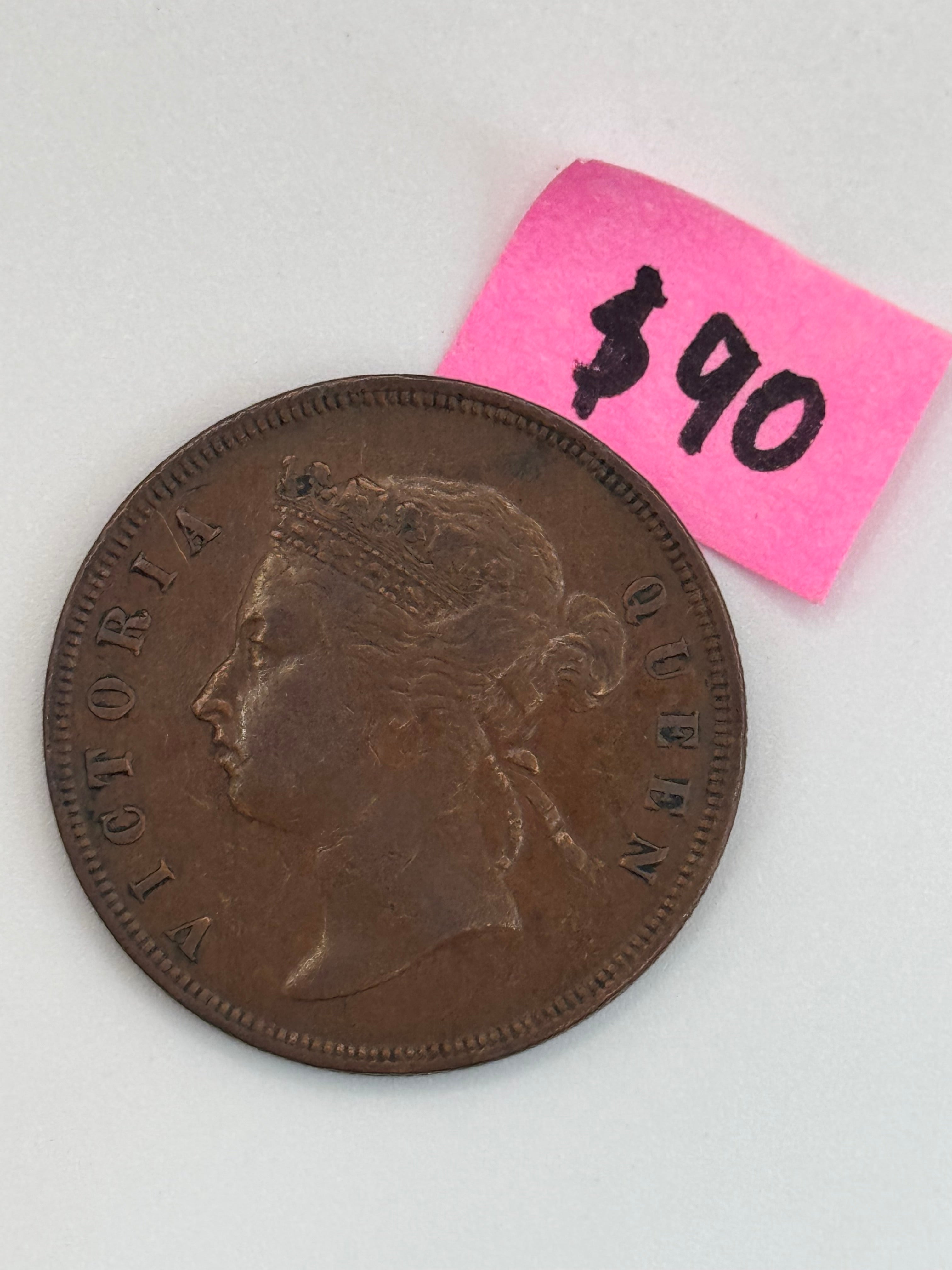 1889 - Straits Settlement 1c Victoria Copper Coin
