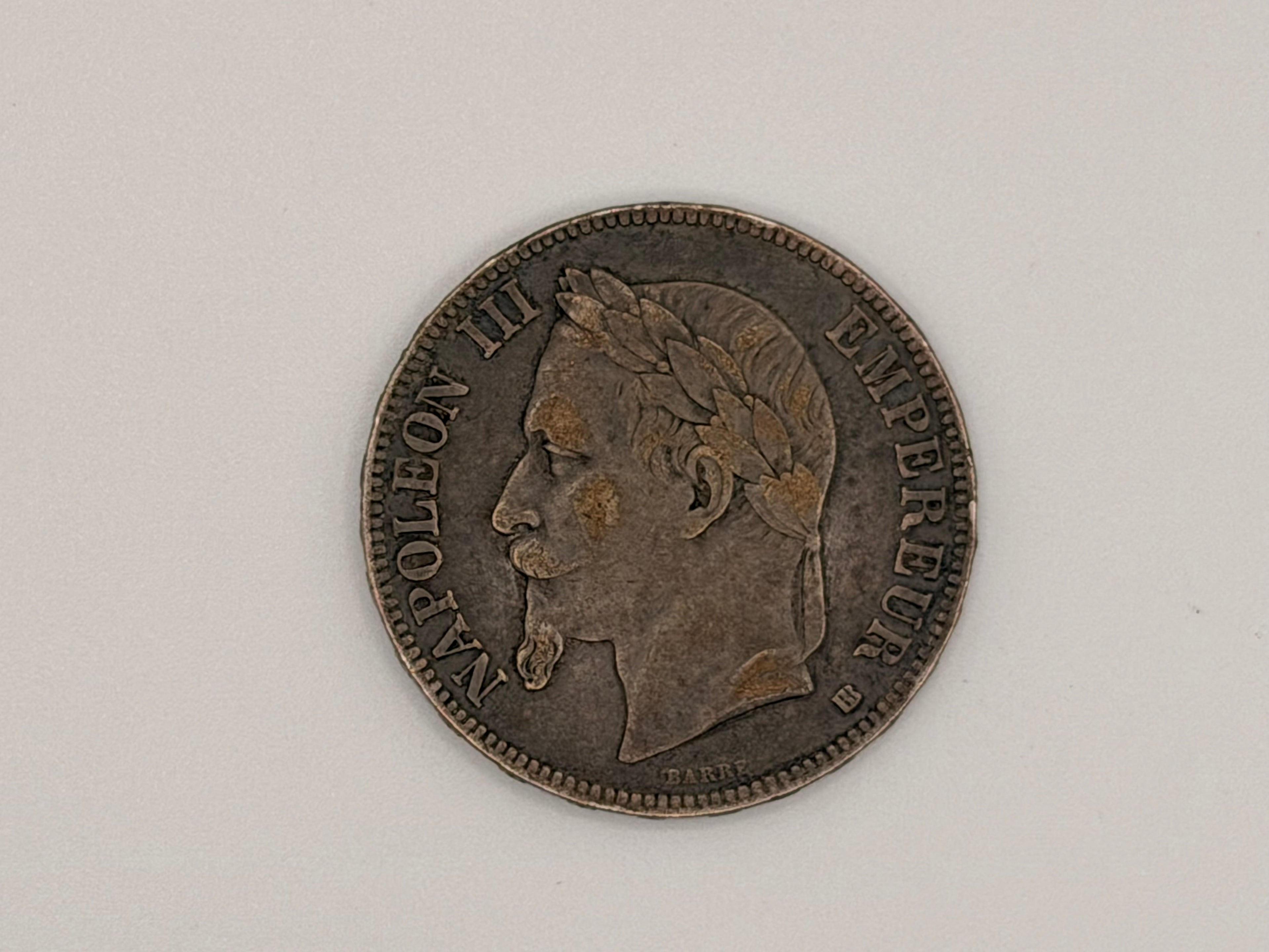 1868 - France 5 Francs Silver Napoleon Coin