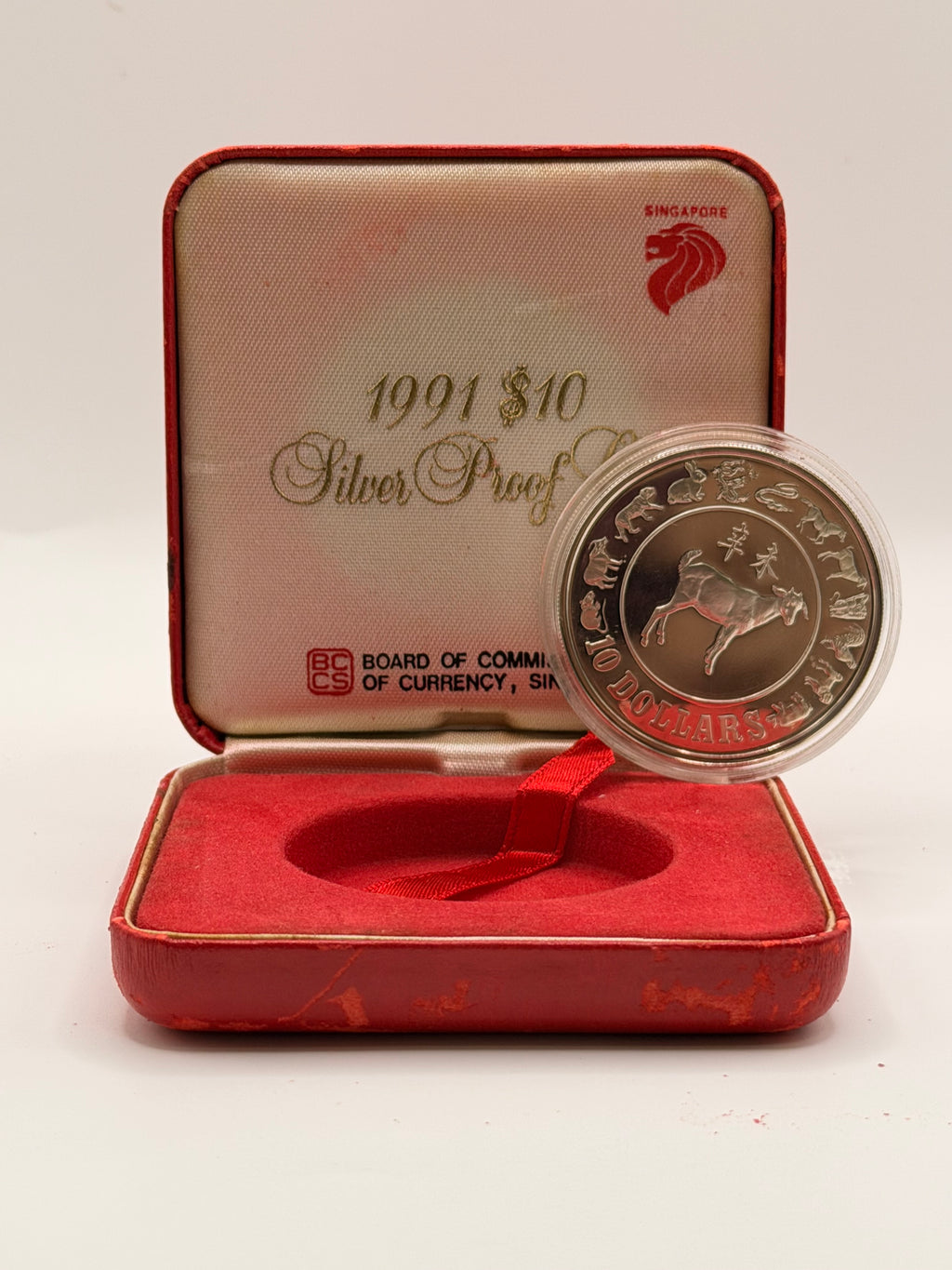 1991年新加坡10元精制银币（羊年）