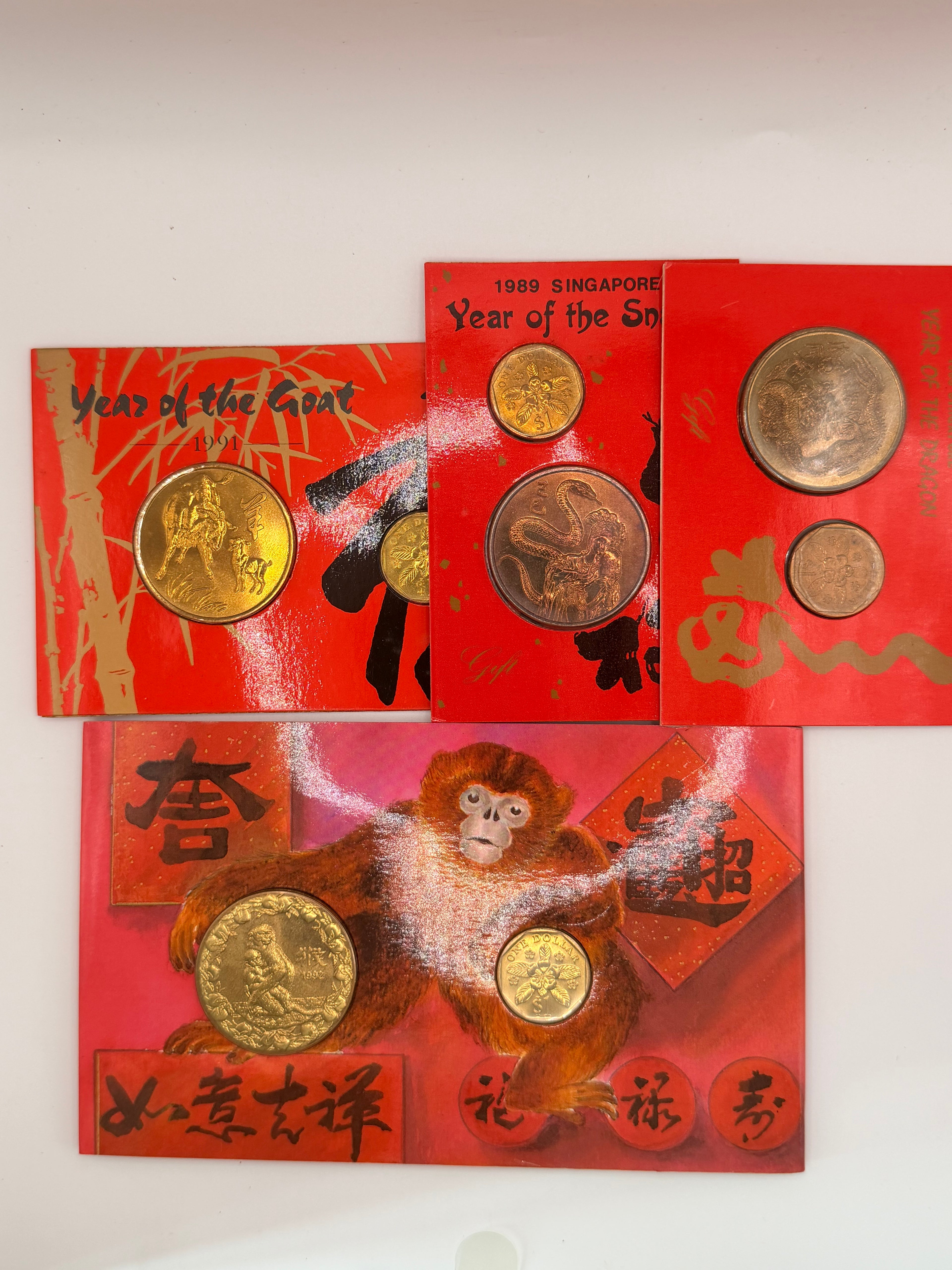 [一套四枚] 1988 - 1992 新加坡未流通硬币套装