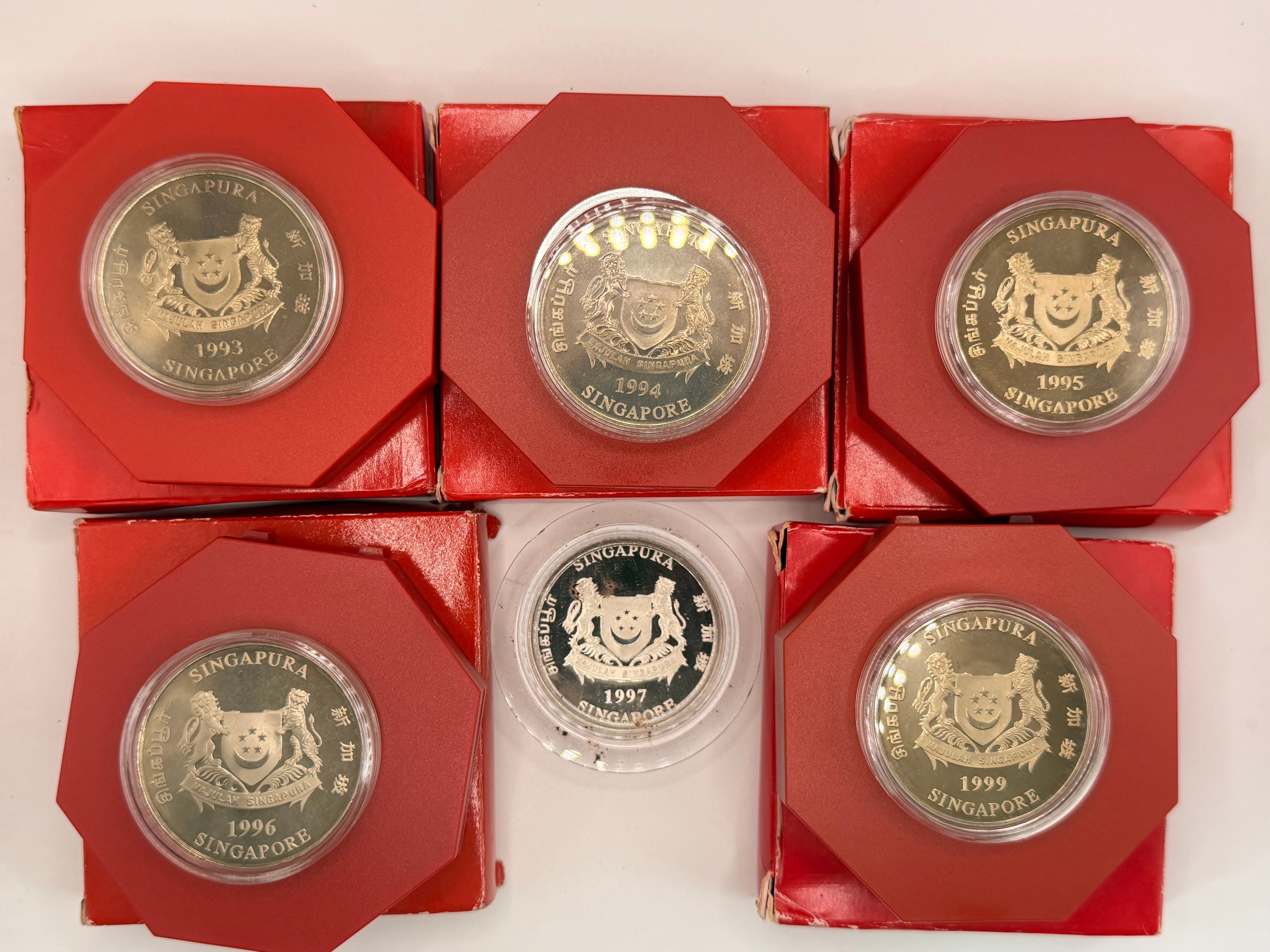 [一套6枚] 1993 - 1999年新加坡铜镍合金精制币