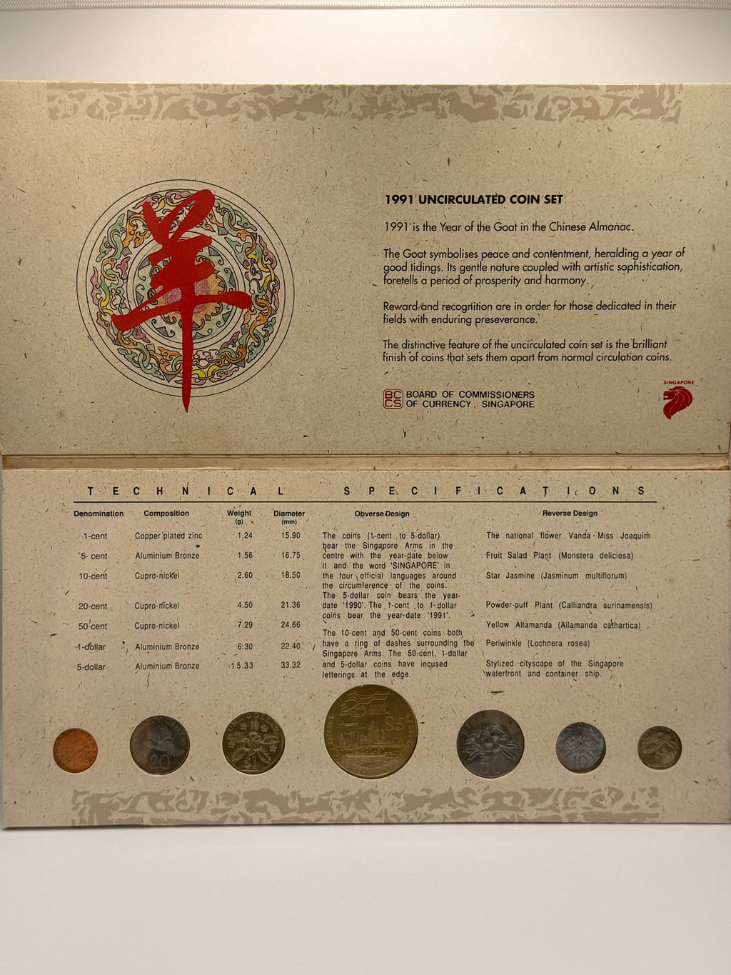 1991年新加坡未流通硬币套装（羊年）