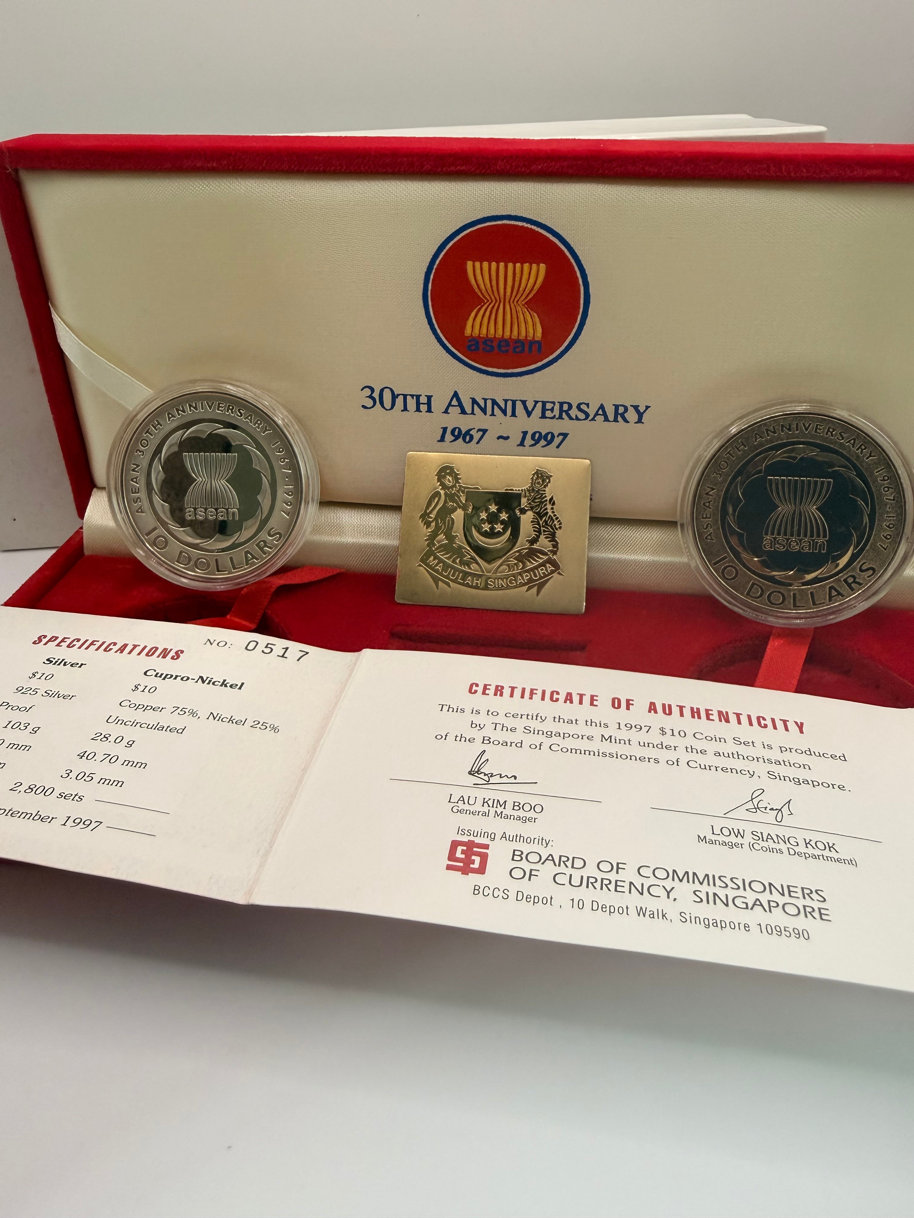 1997 Singapore $10 30 Years of ASEAN Coin Set