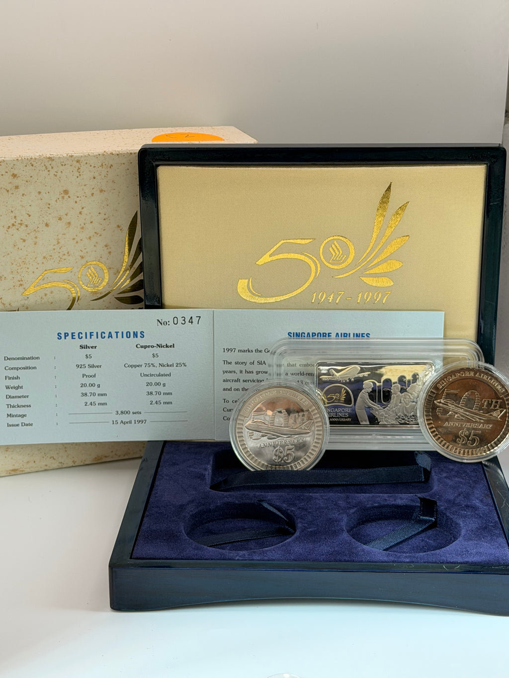 1947 - 1997 Singapore SIA 50th Anniversary Coin Set