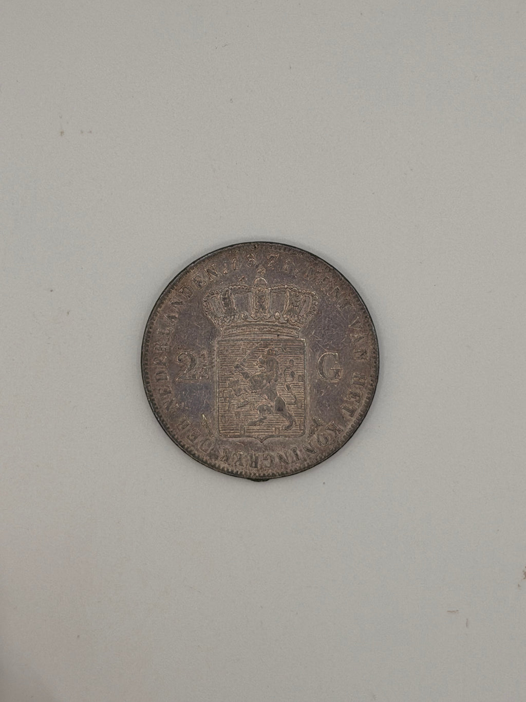 1871 Netherlands 2 ½ Gulden Willem III UNC Coin