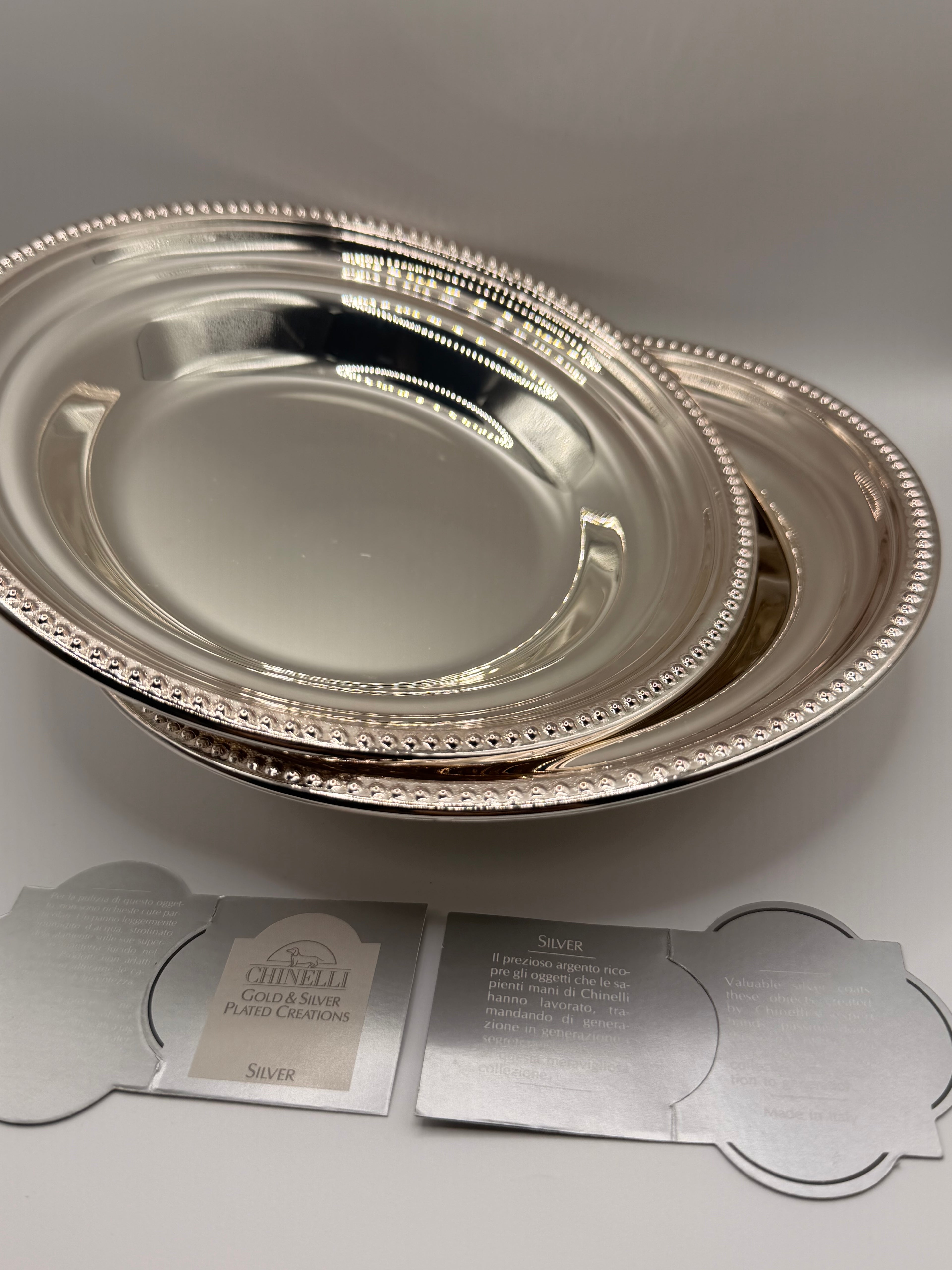 [2 pcs] Vintage Italy Chinelli Silver Plated Plate