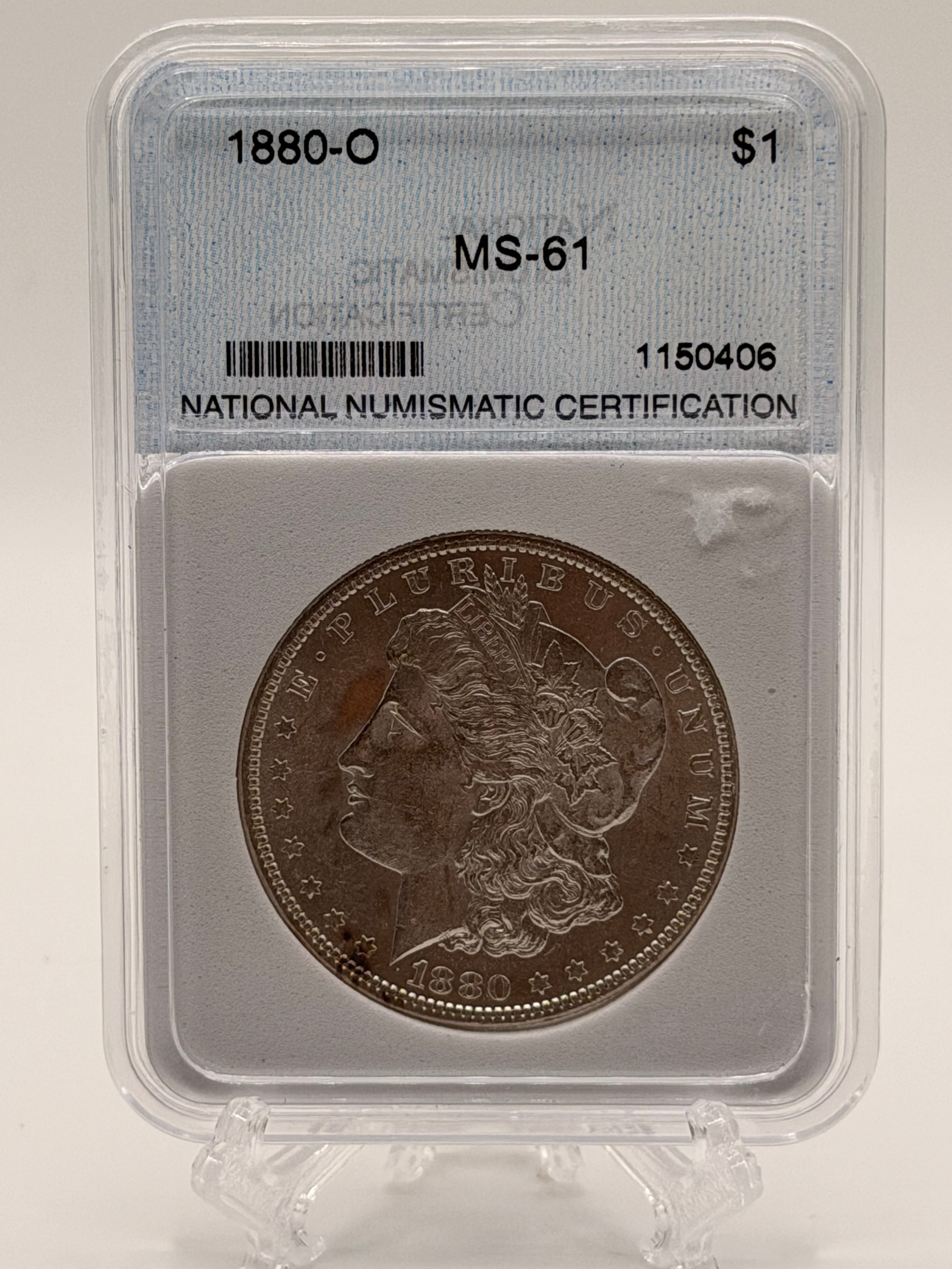 1880-O Morgan Silver Dollar MS61 — NNC Certified