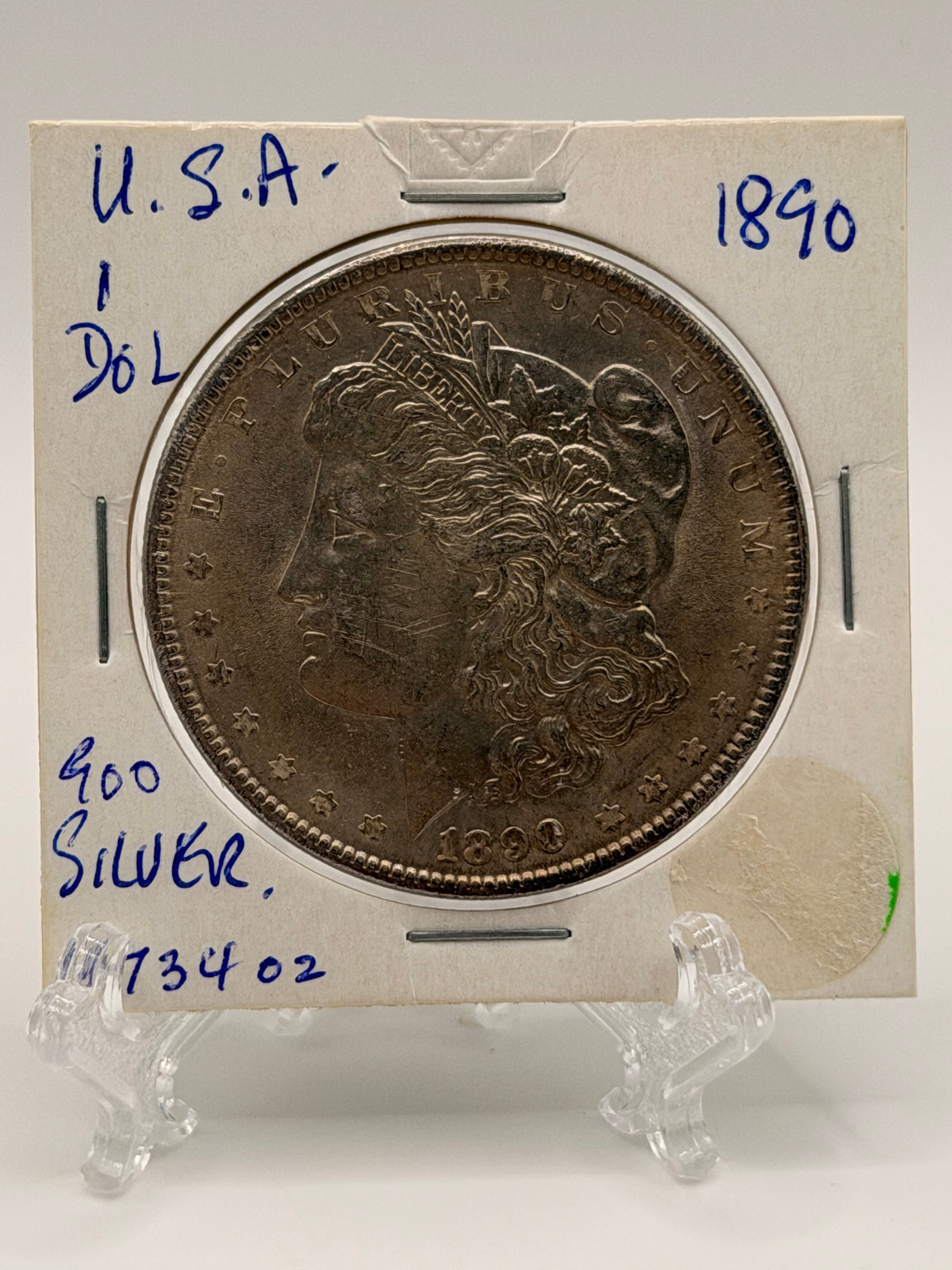 1890 US $1 Morgan Dollar Silver Coin
