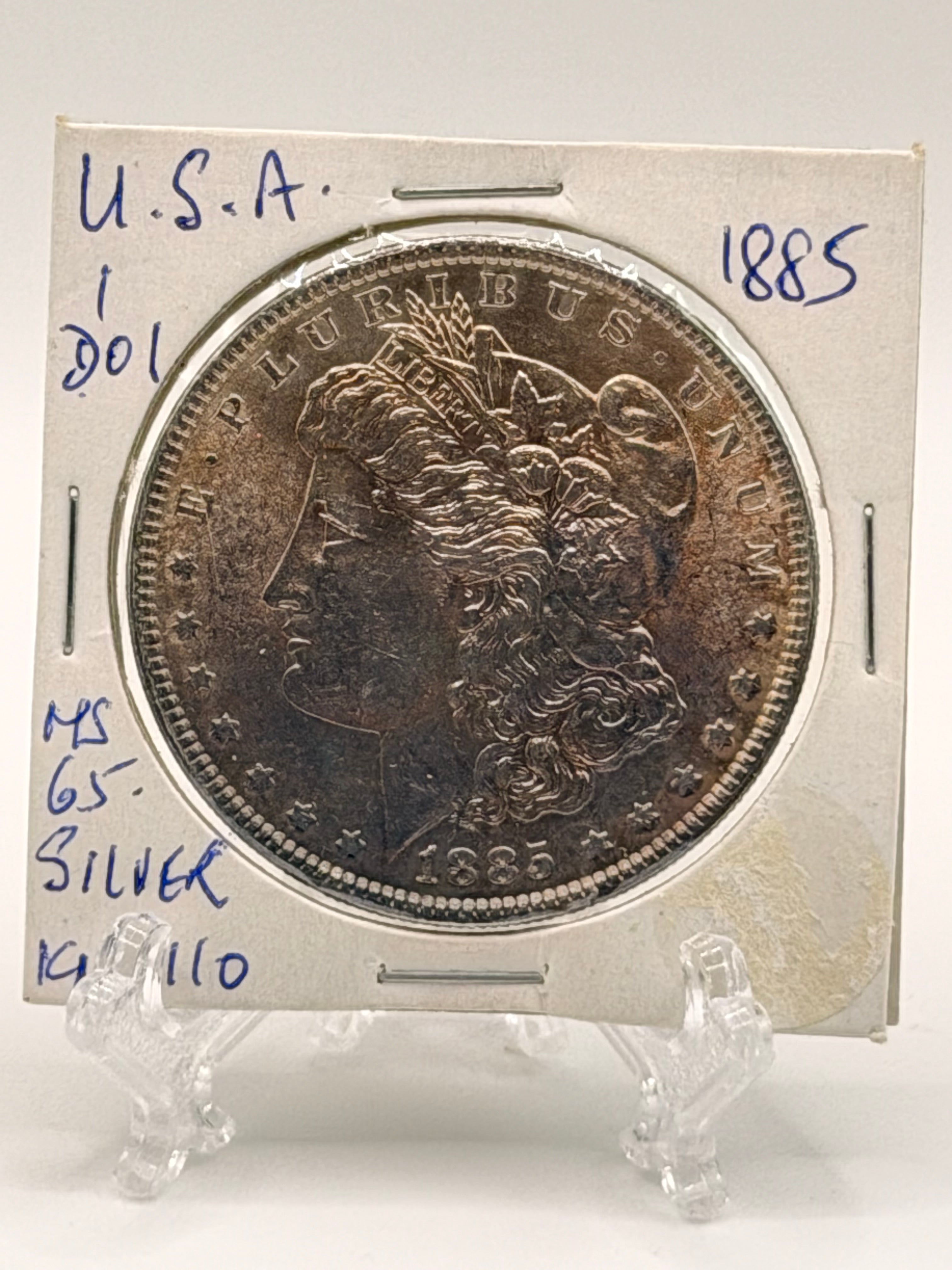 1885 US $1 Morgan Dollar Silver Coin
