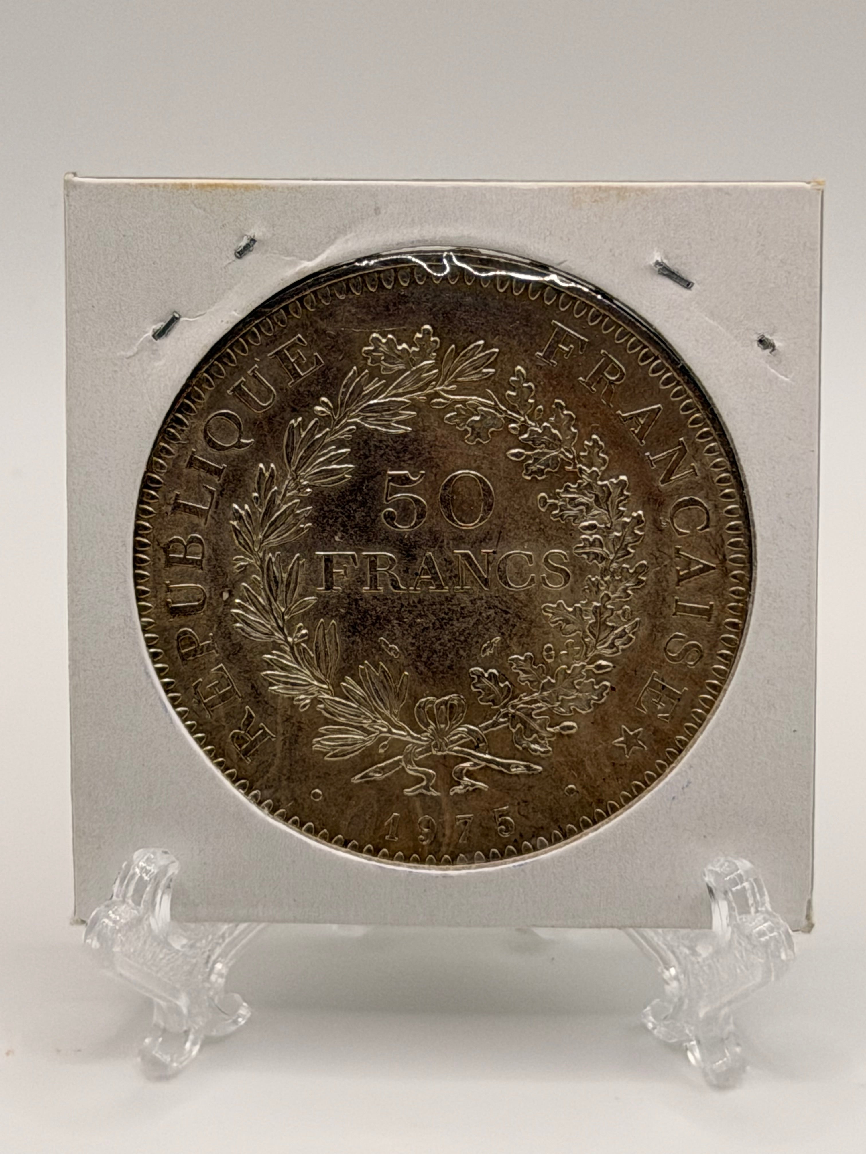 1975 France 50 Francs "Hercules" Silver Coin