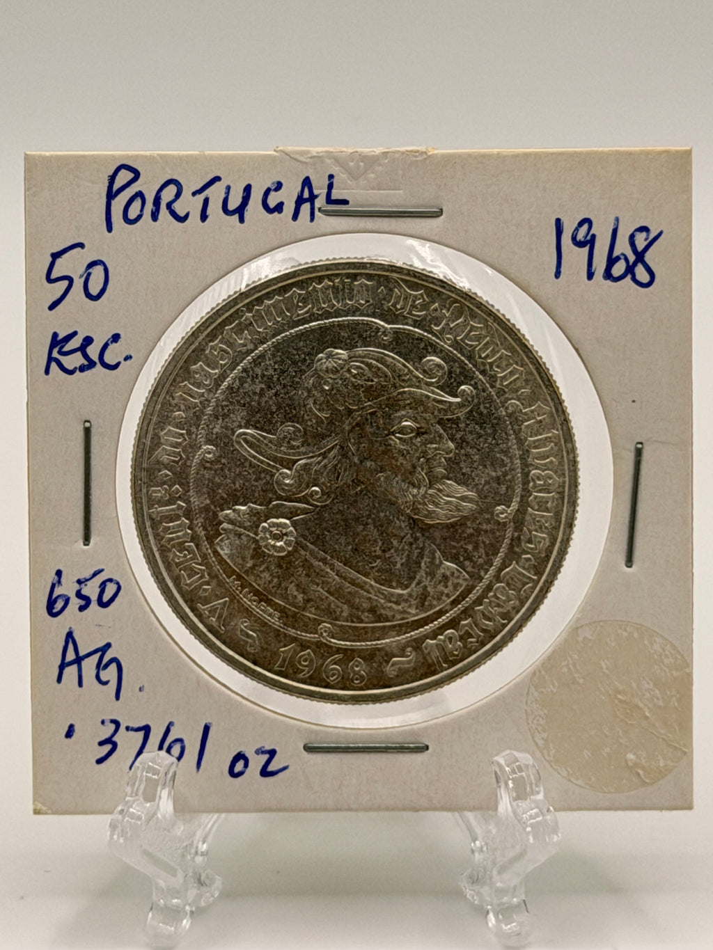 1968 Portugal 50 Escudos Pedro Alvares Cabral Silver Coin