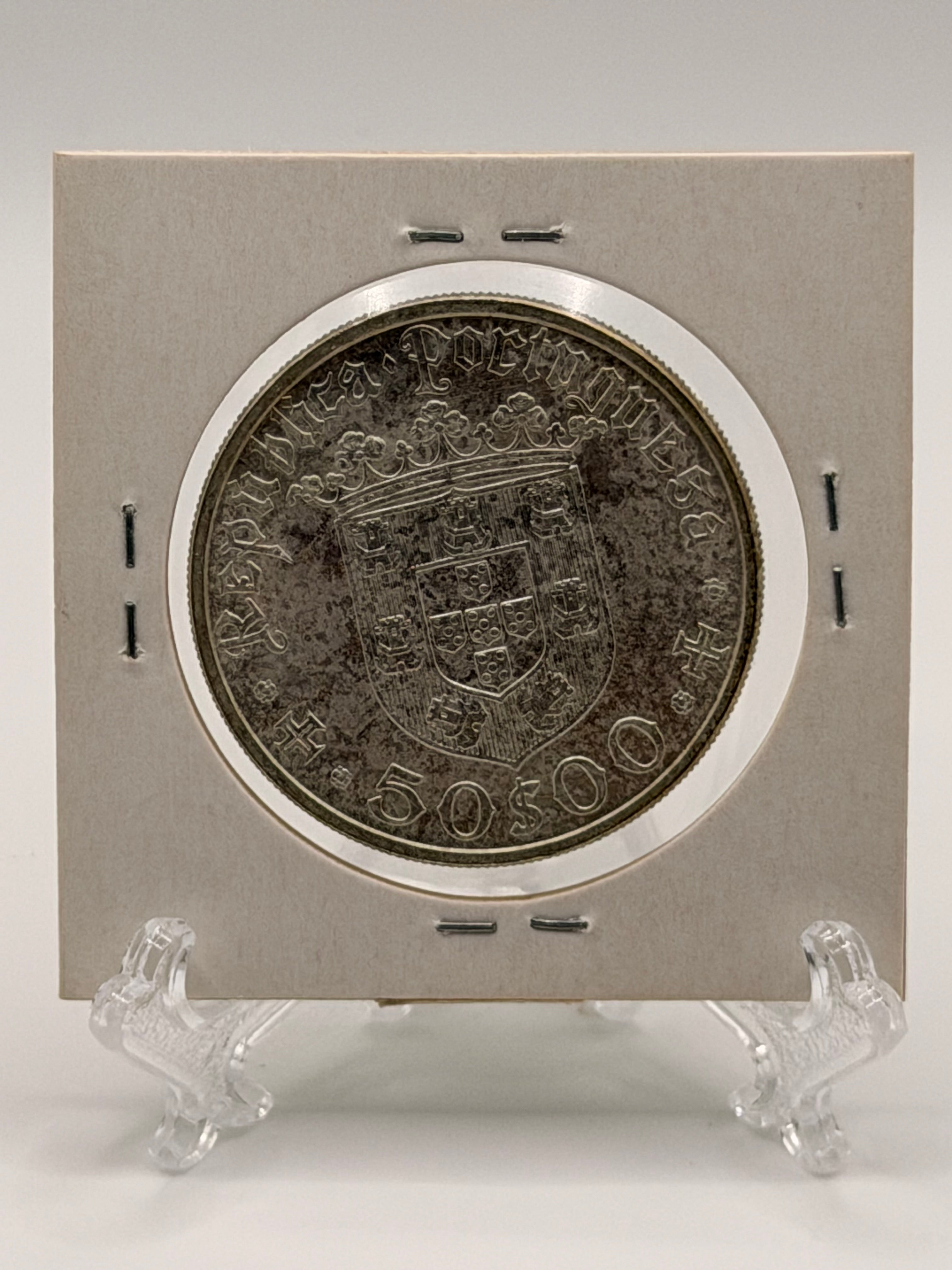 1968 Portugal 50 Escudos Pedro Alvares Cabral Silver Coin