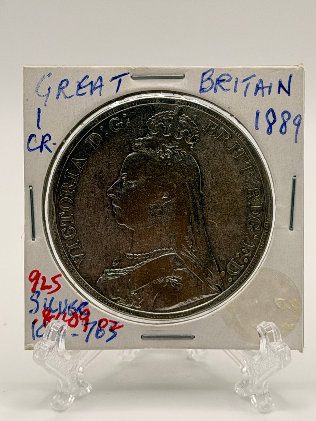 1889 Great Britain 1 Crown Victoria 2nd portrait Silver Coin