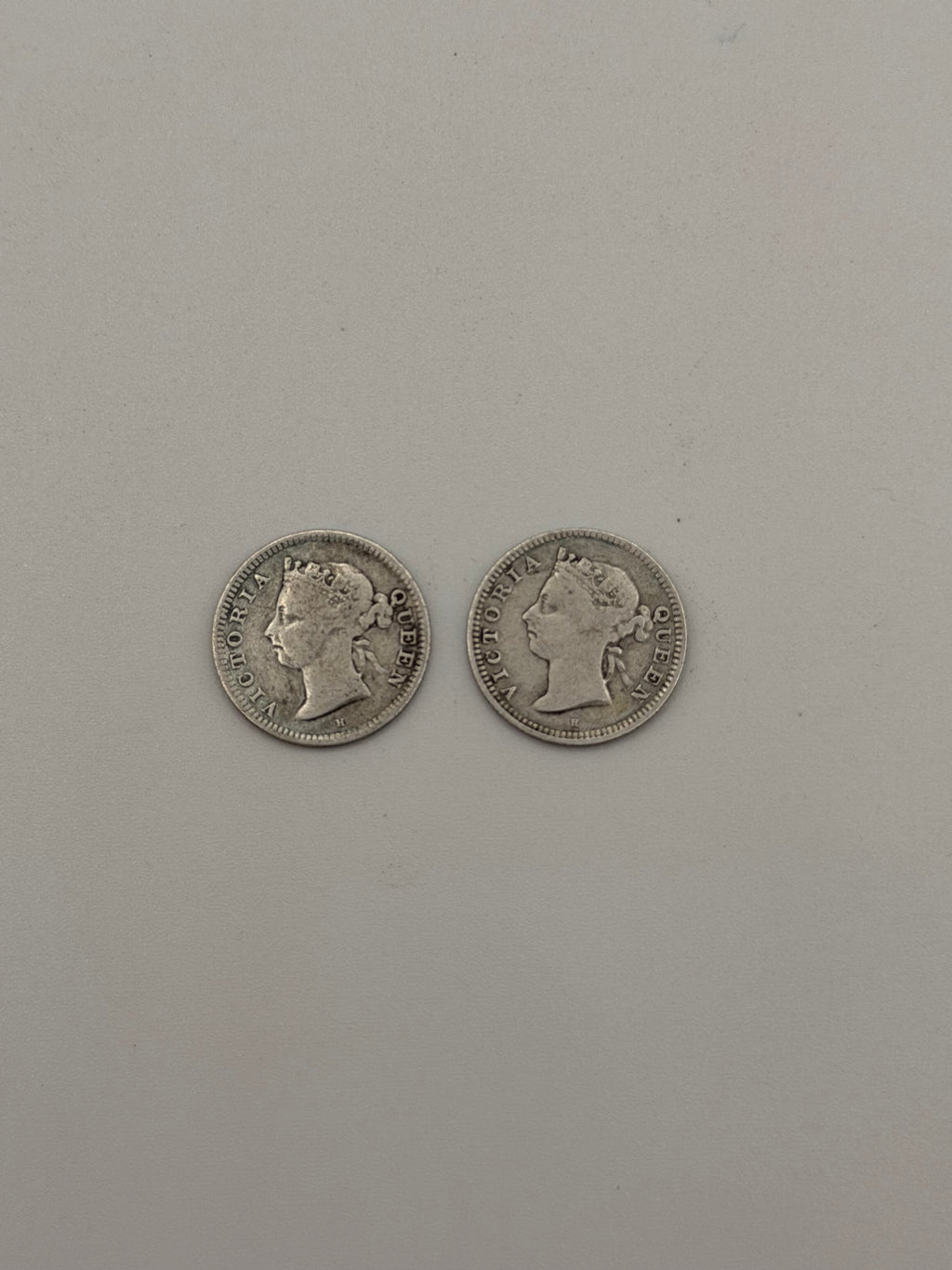 [Set of 2 pcs] 1890 & 1892 Hong Kong 5C Silver Coins