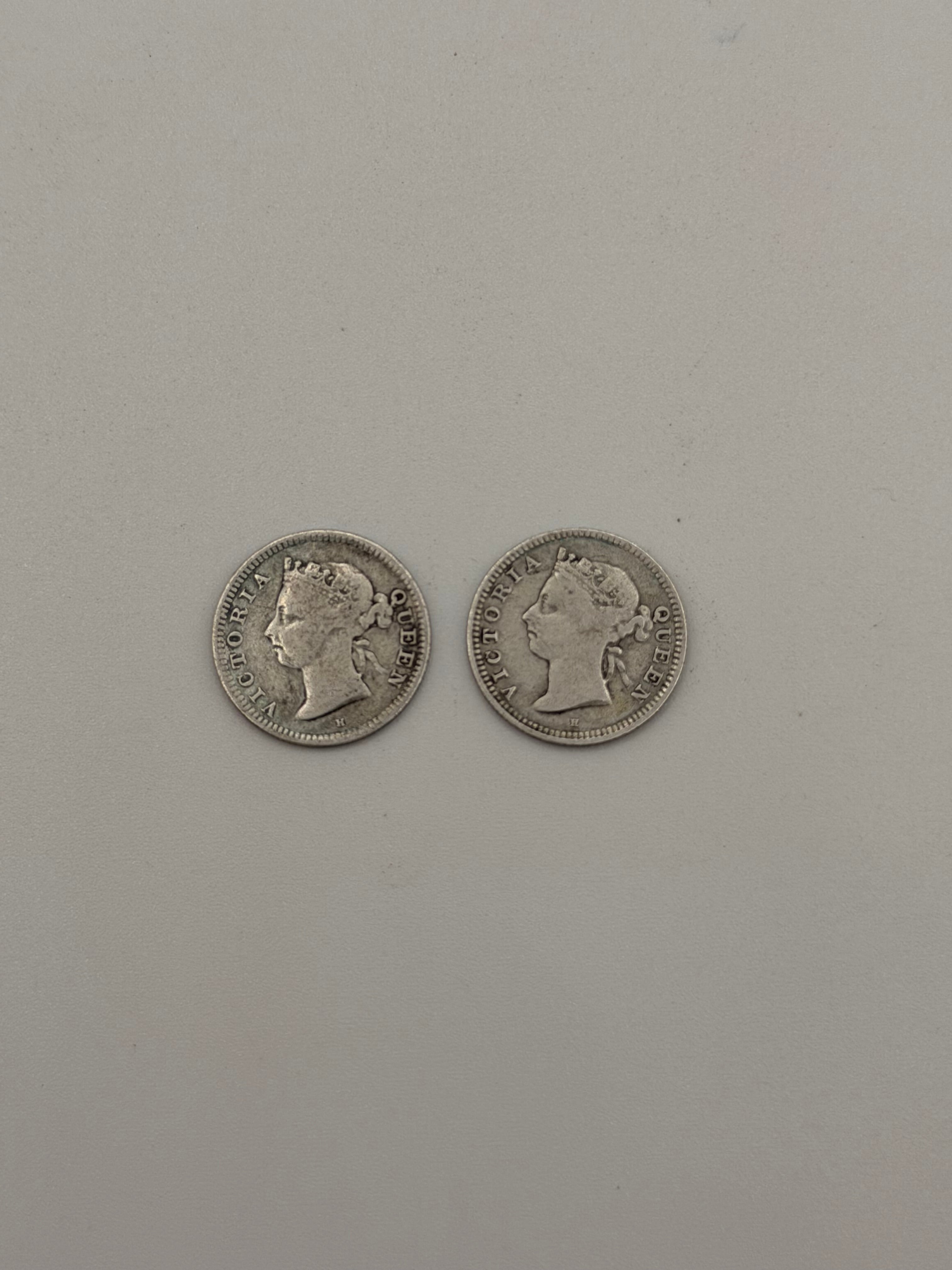 [Set of 2 pcs] 1890 & 1892 Hong Kong 5C Silver Coins