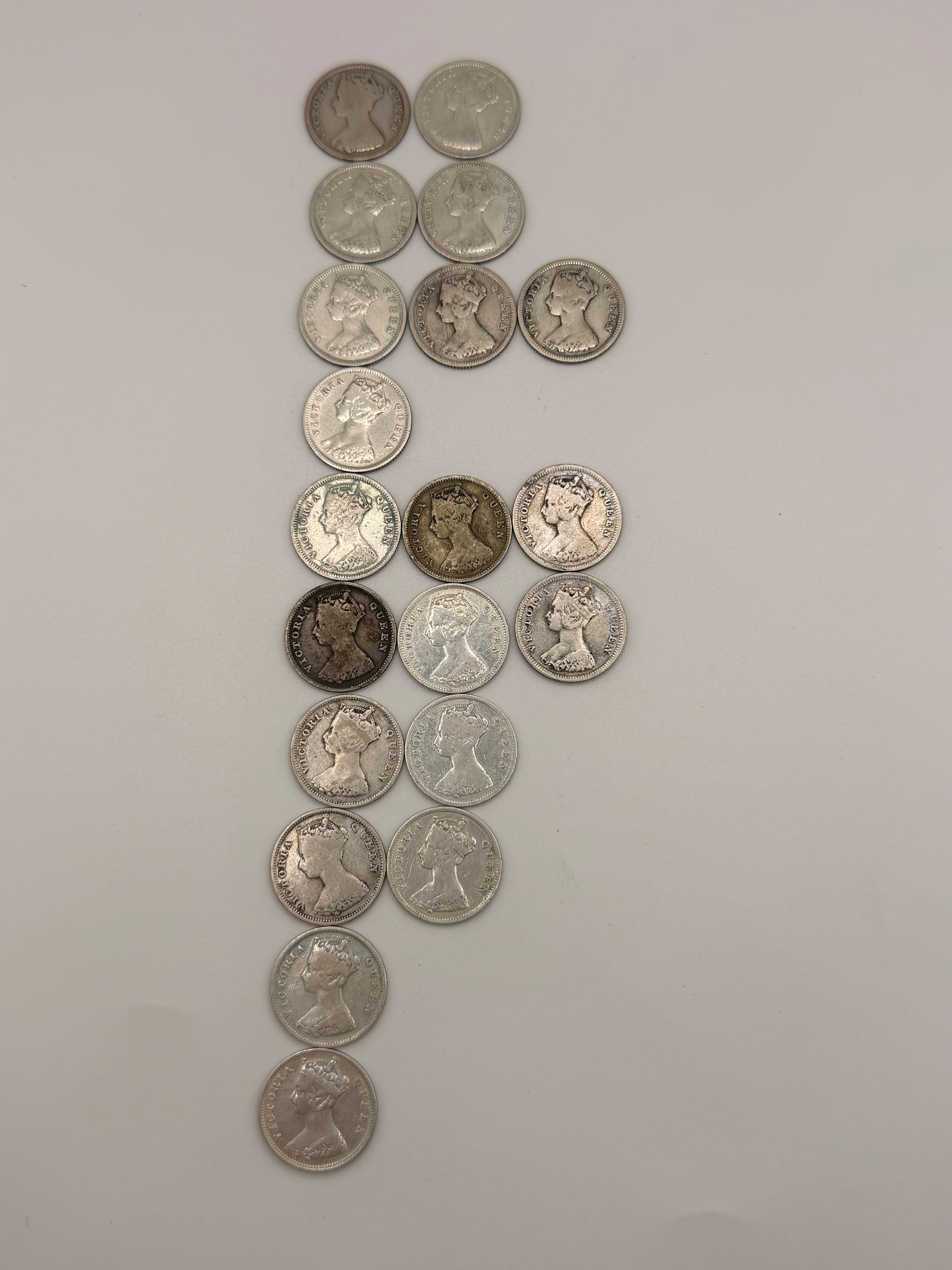 [Set of 20 pcs] 1890 - 1899 Hong Kong 10C Silver Coins