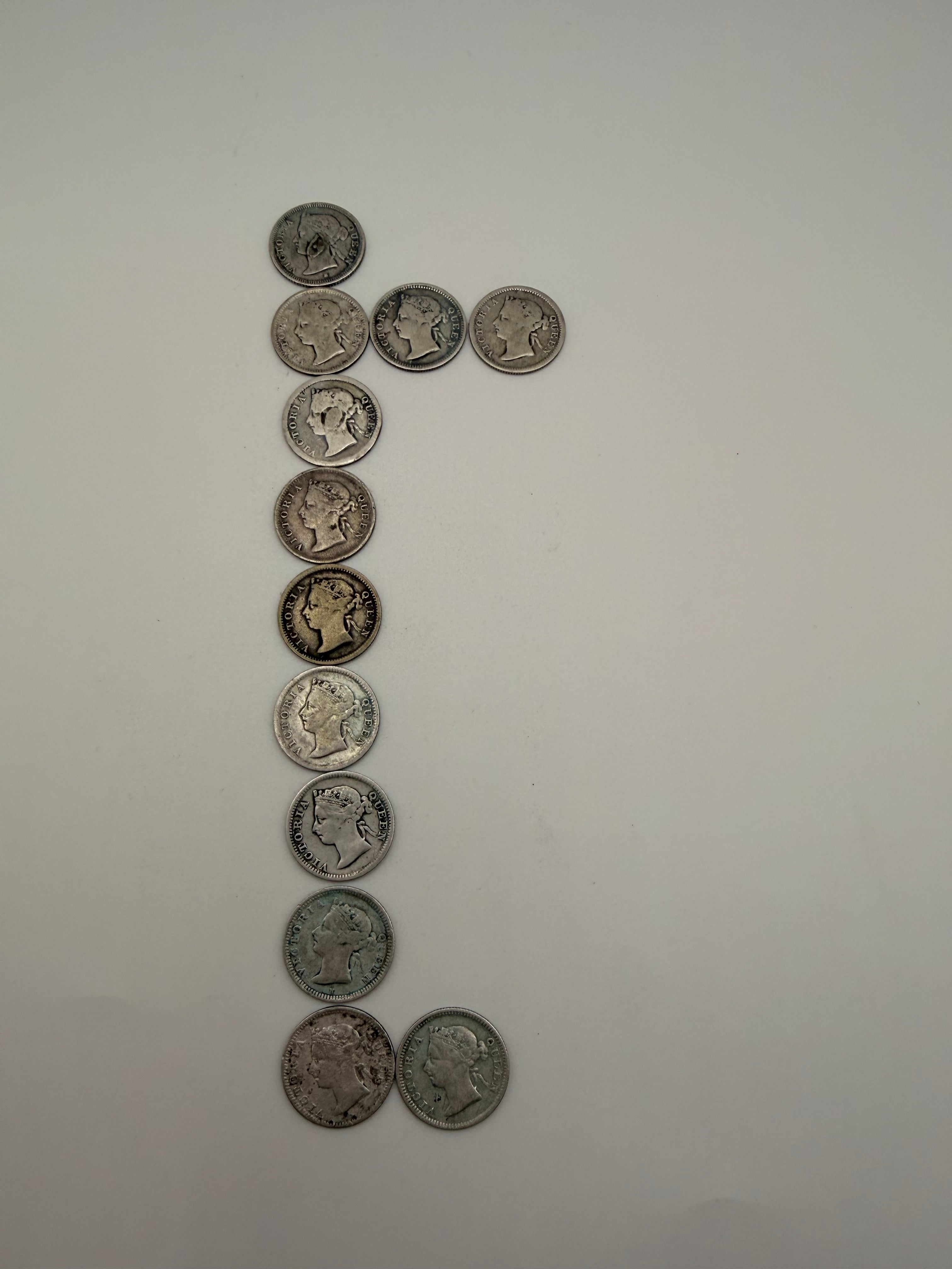 [Set of 12] 1877 - 1901 Hong Kong 5C Coins