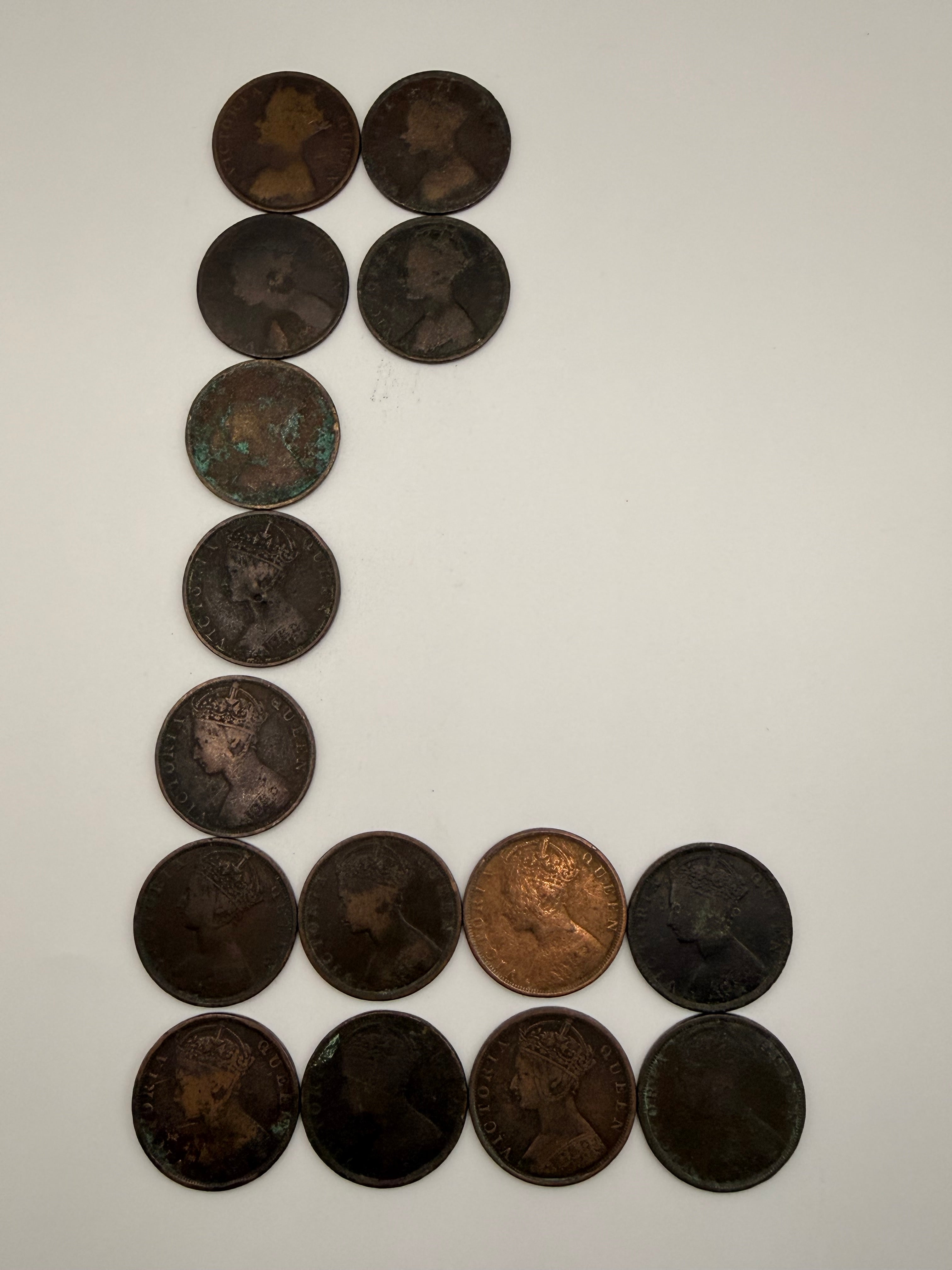 [Set of 15] 1866 - 1901 Hong Kong 1C Coins