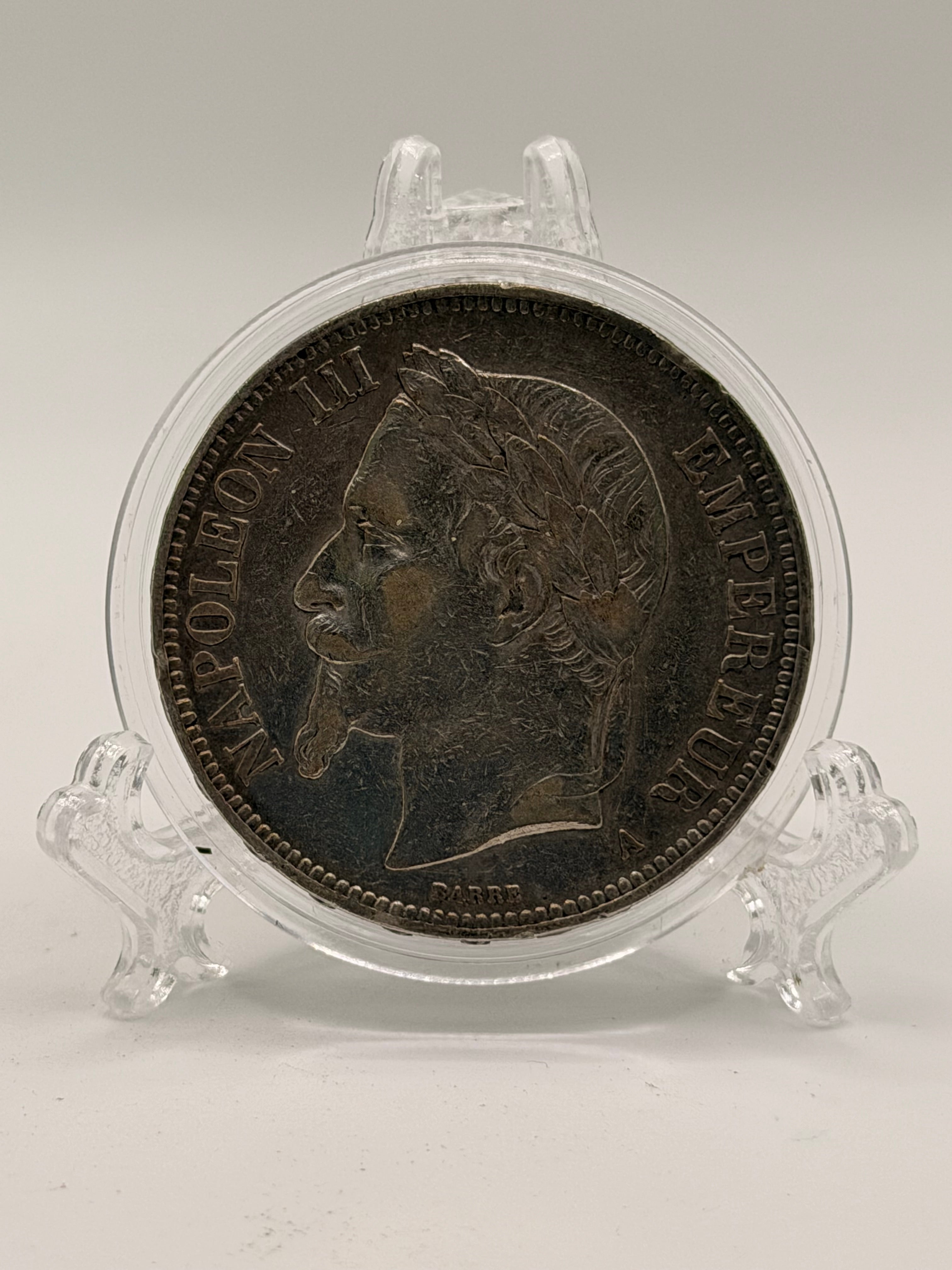 1870 - France 5 Francs Silver Napoleon Coin
