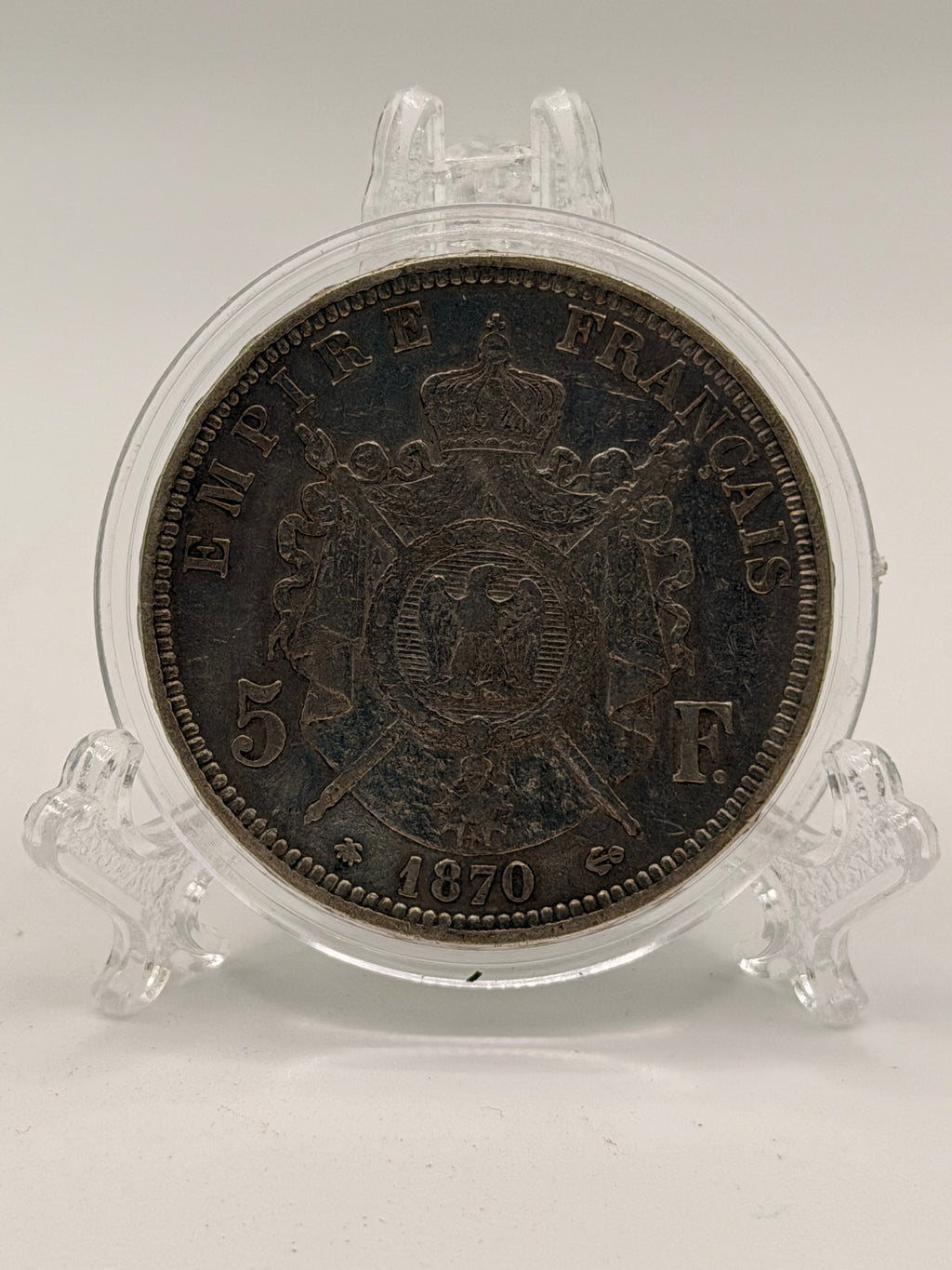 1870 - France 5 Francs Silver Napoleon Coin