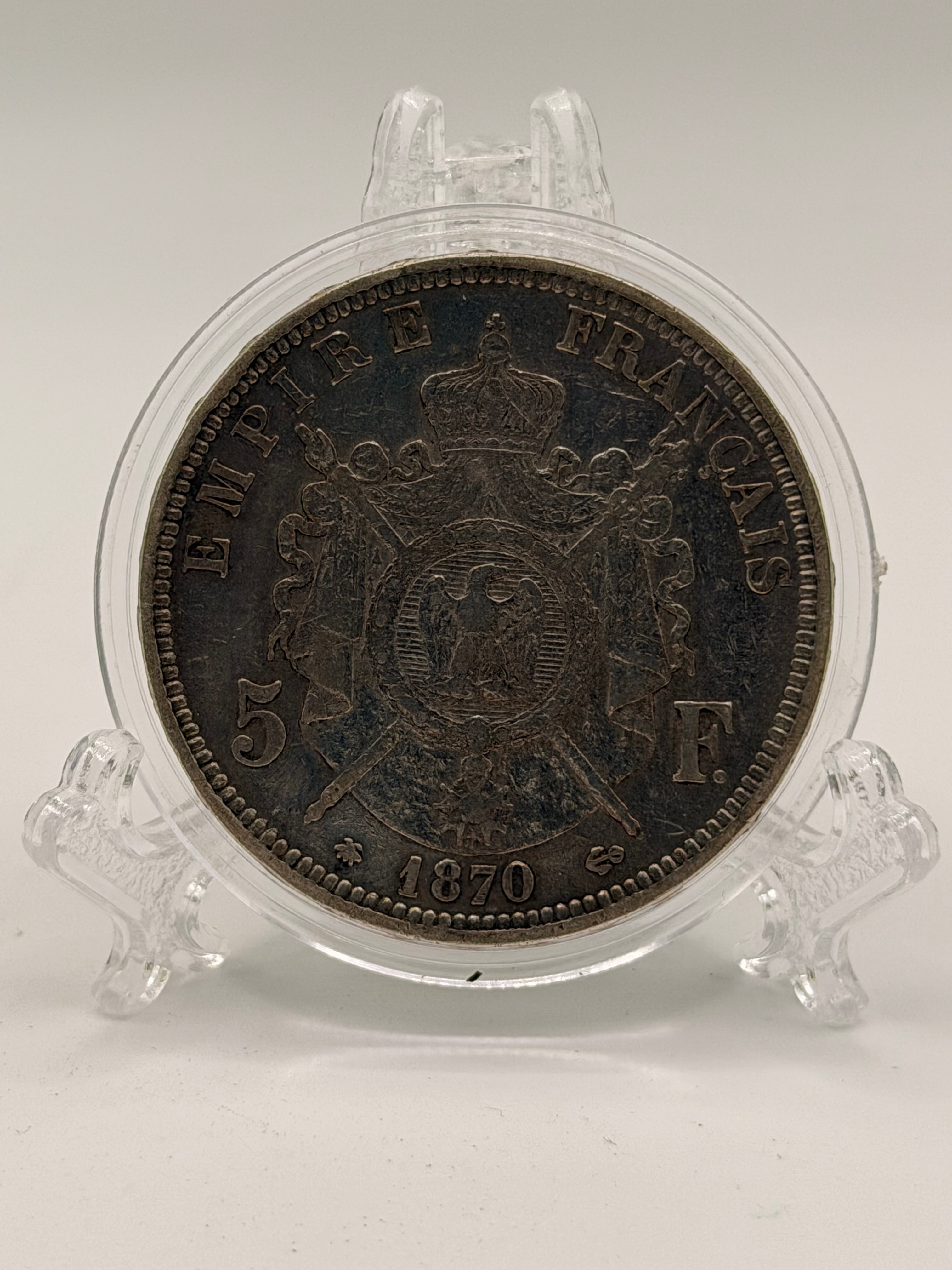 1870 - France 5 Francs Silver Napoleon Coin