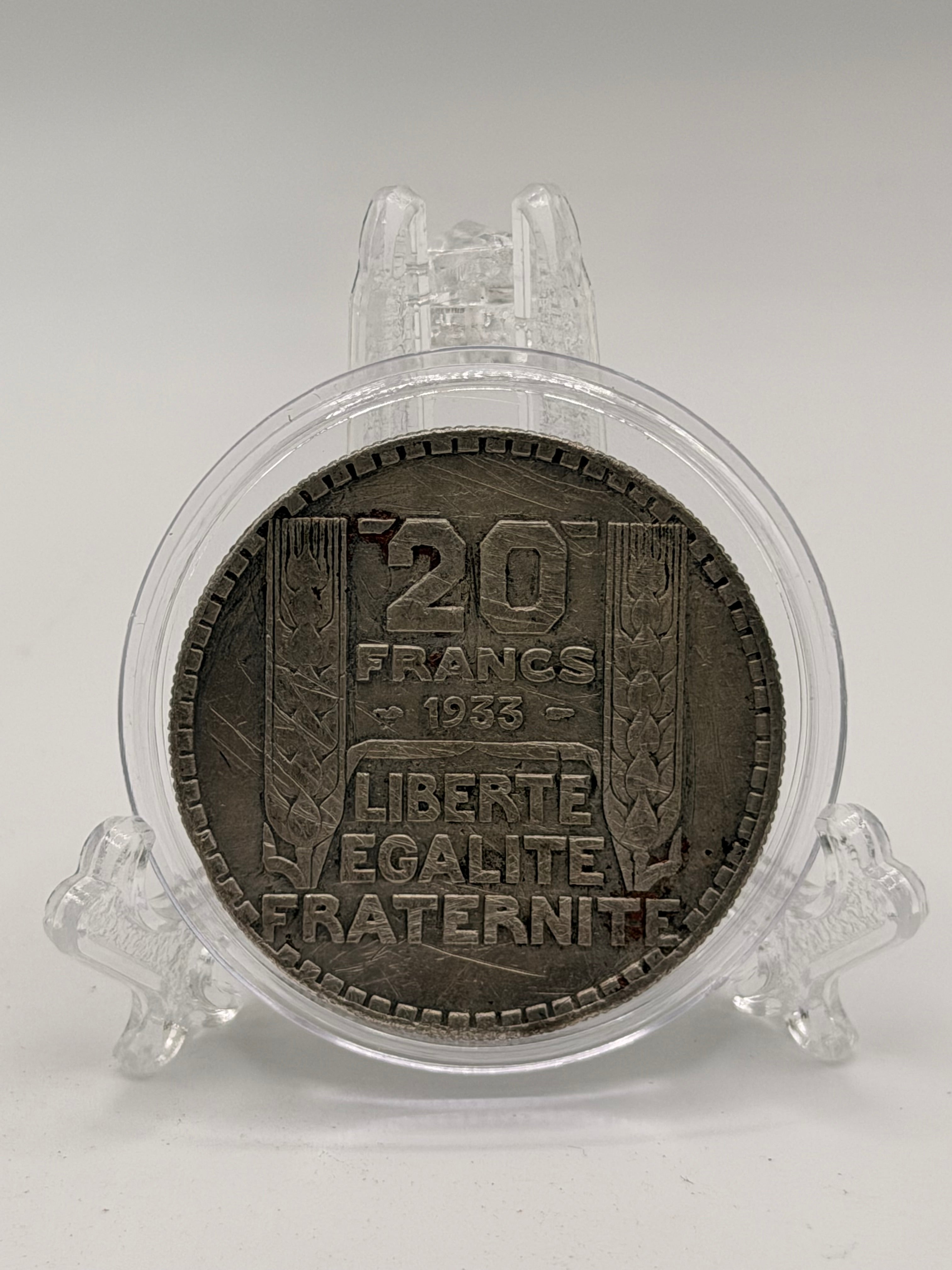 1933 France 20 Francs Silver Coin