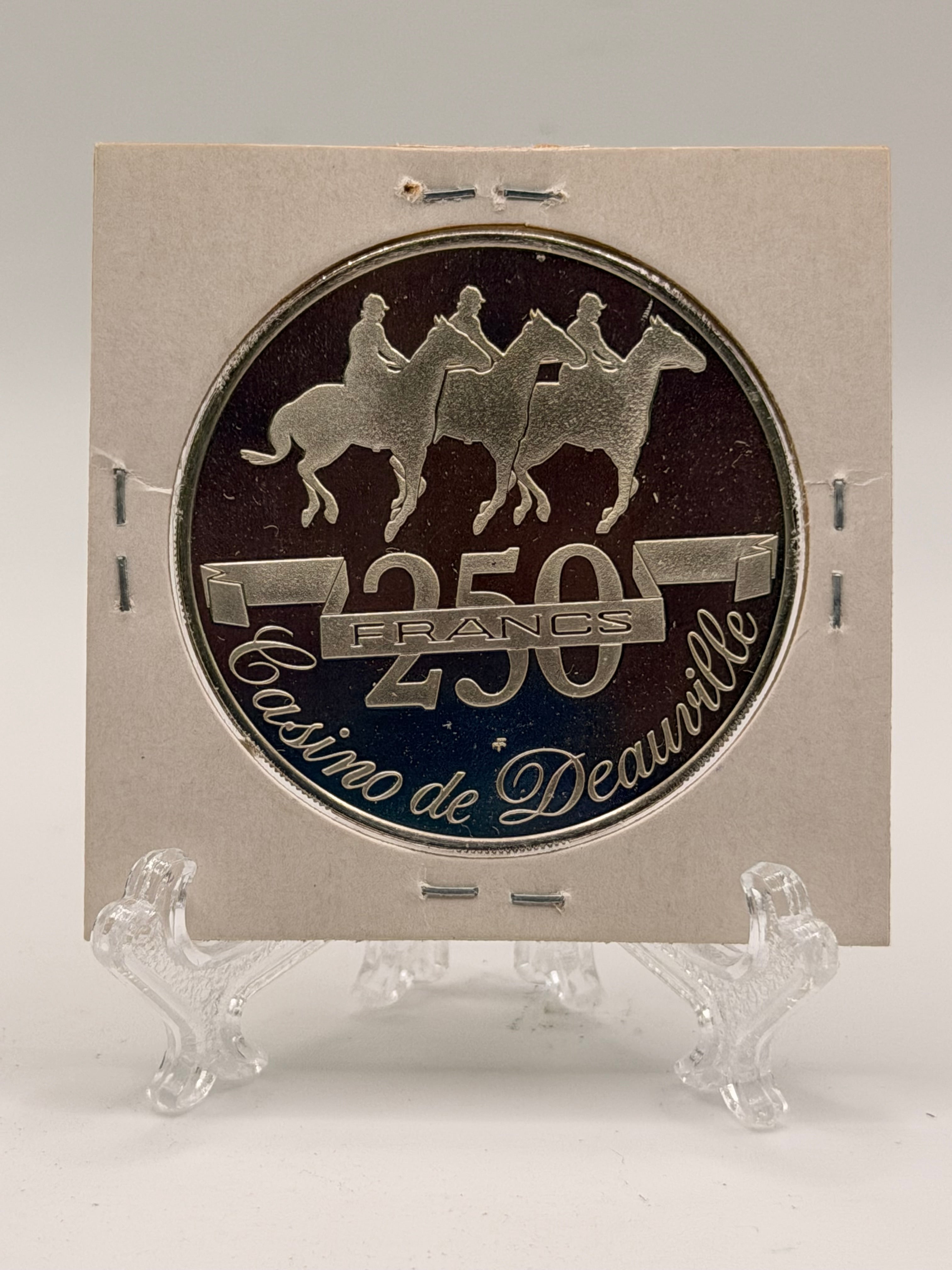 1986 - 1988 France Casino Fantasy Token Deauville 250 Francs Silver Coin
