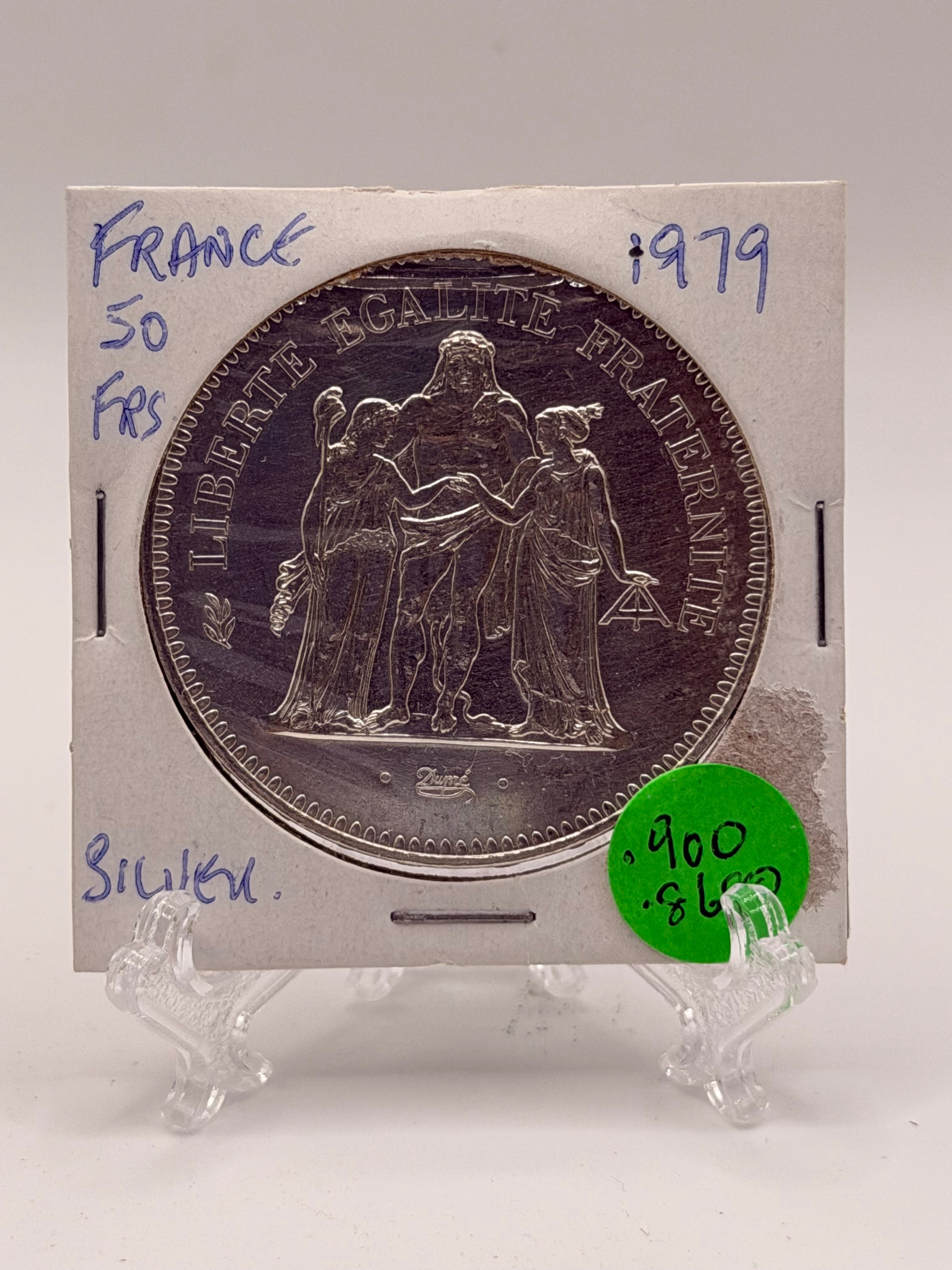 1979 France 50 Francs "Hercules" Silver Coin