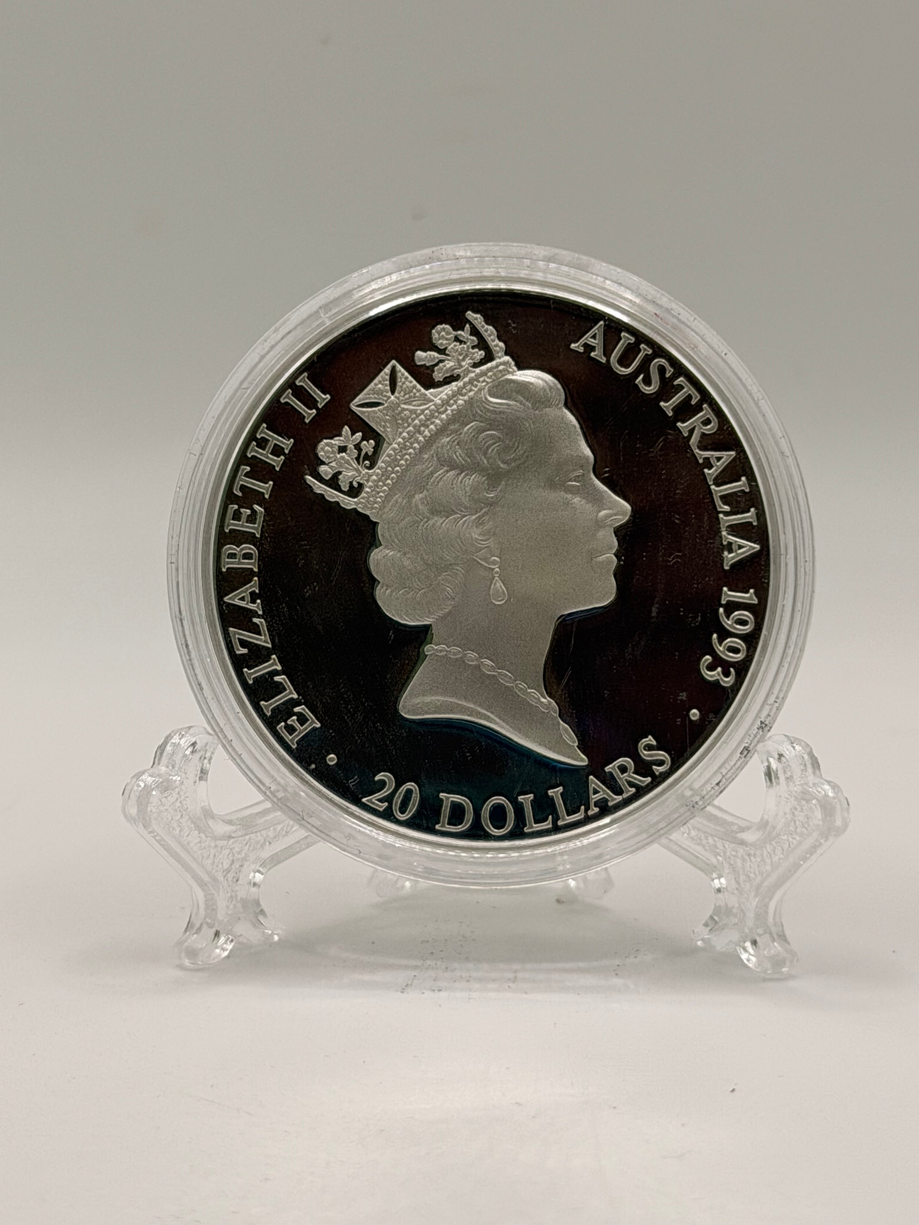 1993 Australia Elizabeth II Olympics Track Proof Silver $20 Coin