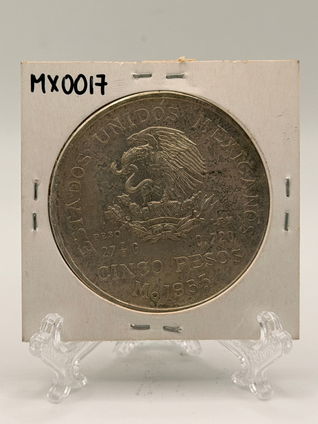 1953 Mexico 5 Pesos Bicentennial of Hidalgo's Birth Silver Coin