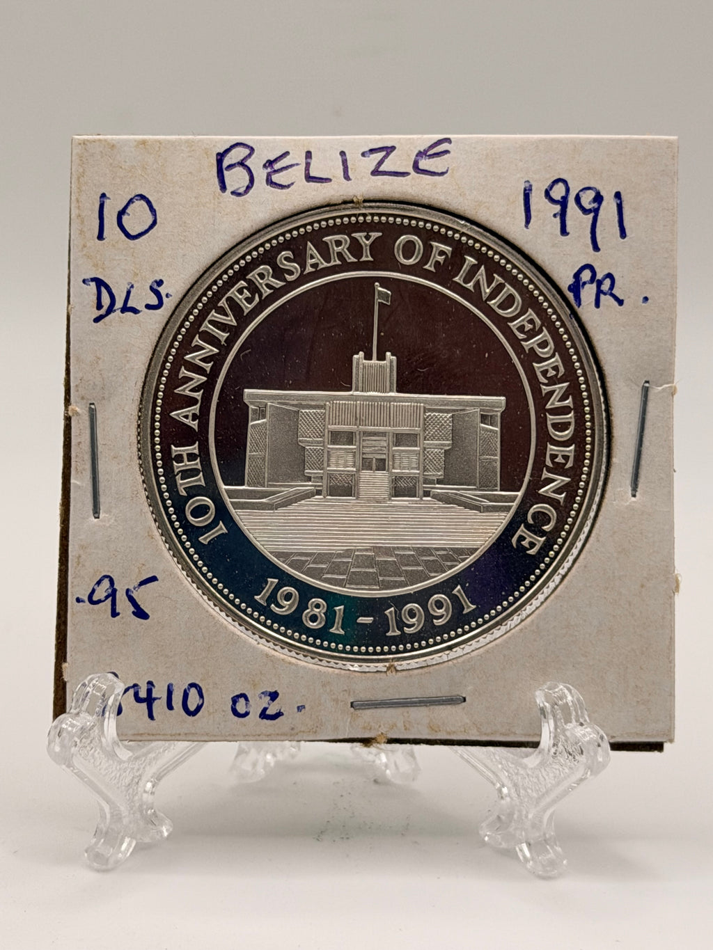 1991 Belize 10 10 Dollars Independence Silver Proof Coin