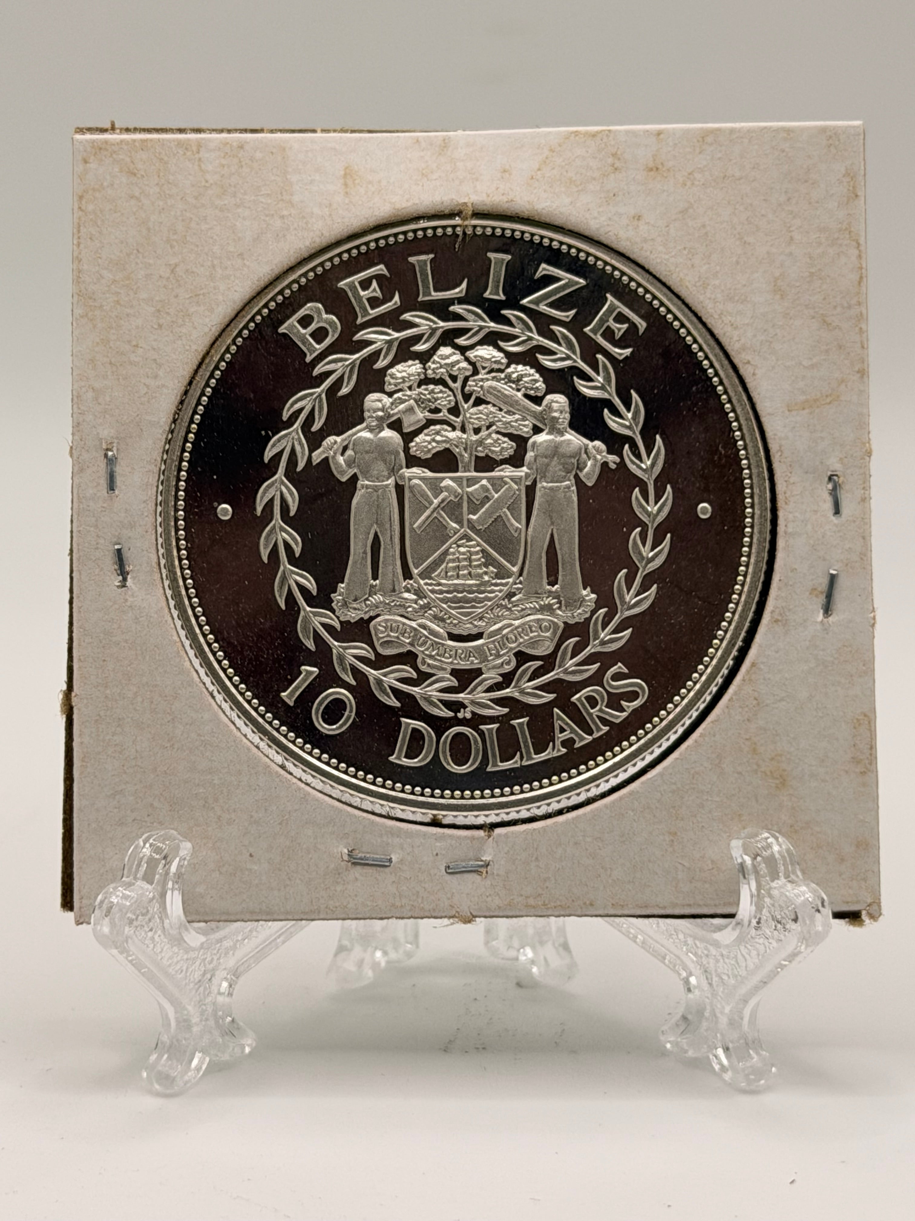1991 Belize 10 10 Dollars Independence Silver Proof Coin