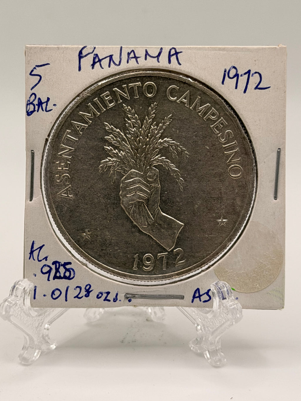 1972 Panama 5 Balboas FAO Silver Coin