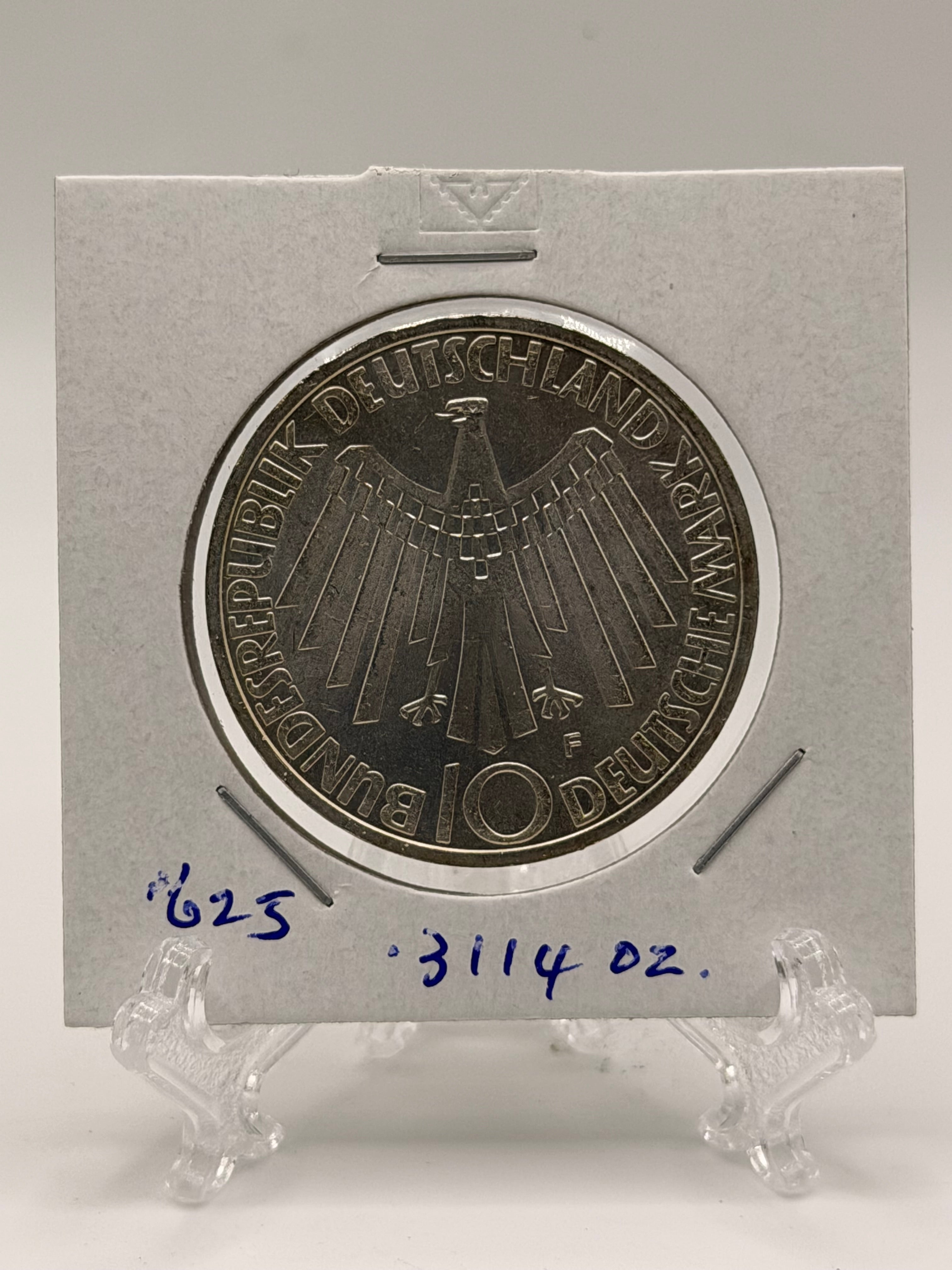 1972 Germany 10 Deutsche Mark Olympic Games in Munich, legend "IN MÜNCHEN" Silver Coin