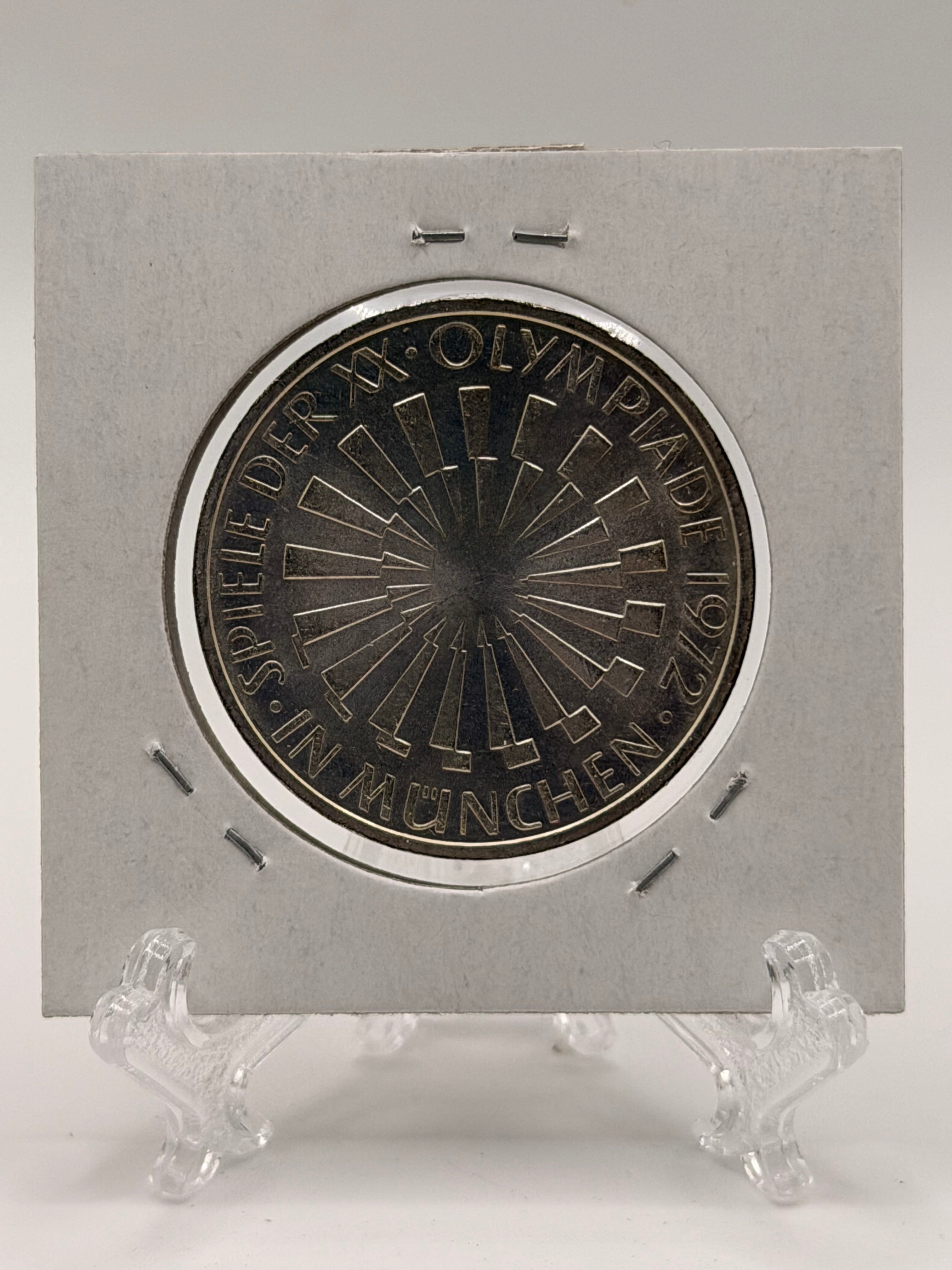 1972 Germany 10 Deutsche Mark Olympic Games in Munich, legend "IN MÜNCHEN" Silver Coin